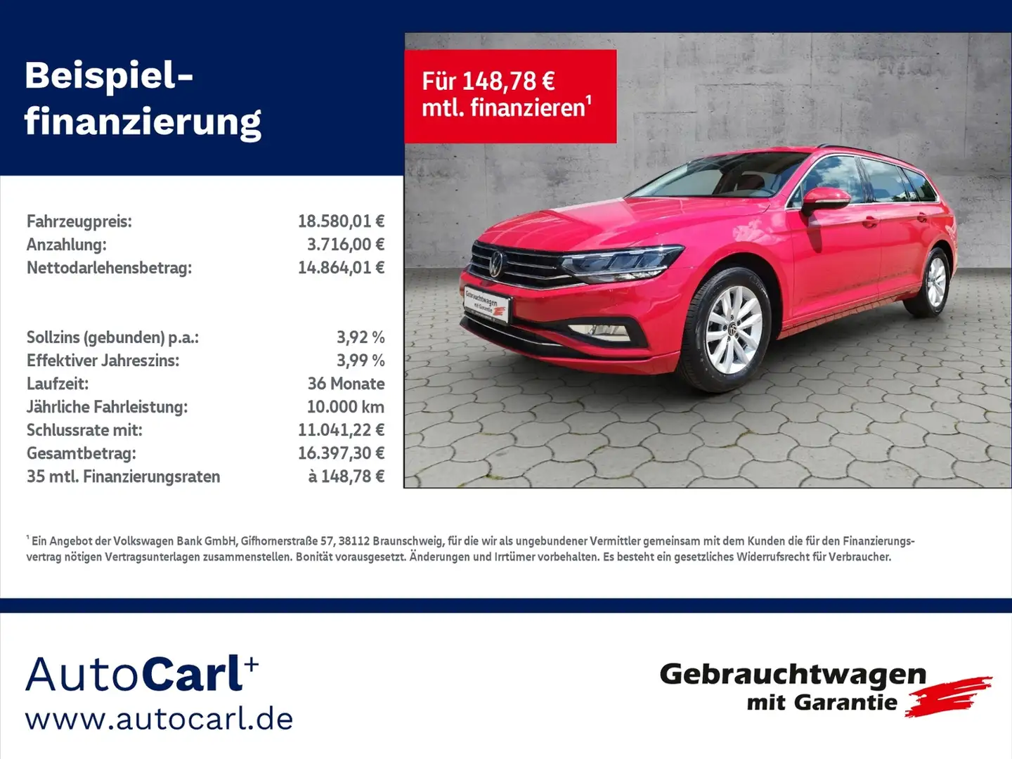 Volkswagen Passat Variant Business 2.0TDI DSG Navi/RFK/SHZ/ACC/Carplay KLIM Rouge - 1