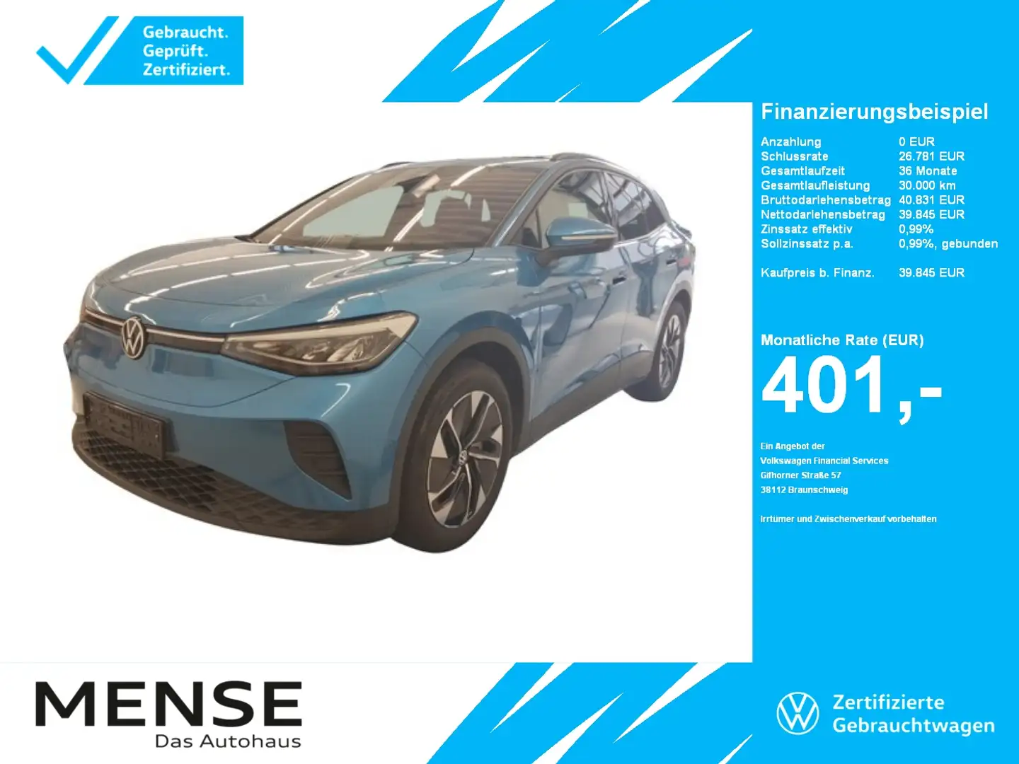 Volkswagen ID.4 Move CarPlay|AHK|ACC|LED|Navi|Akustikglas Niebieski - 1