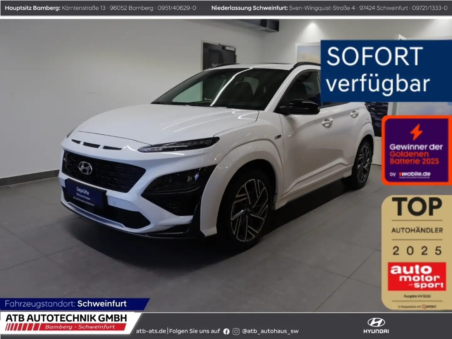 Hyundai KONA N Line 1.0 T-GDI 48V 2WD HUD AHK-abnehmbar El. Pan Bianco - 1