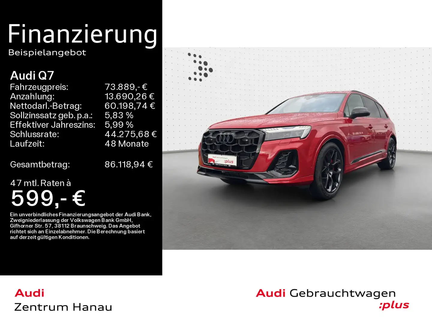 Audi Q7 50 TDI quattro S-LINE*7-SITZER*NAVI*LASER*HUD Červená - 1