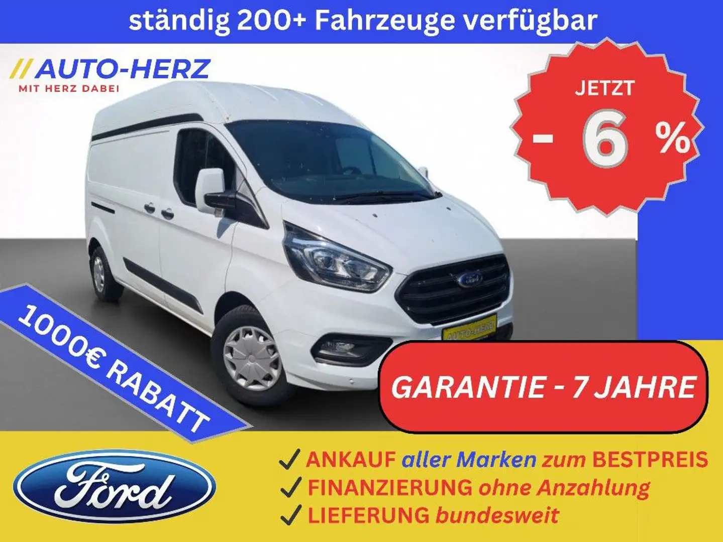 Ford Transit Custom Kasten 300 L2H2  Trend Weiß - 1