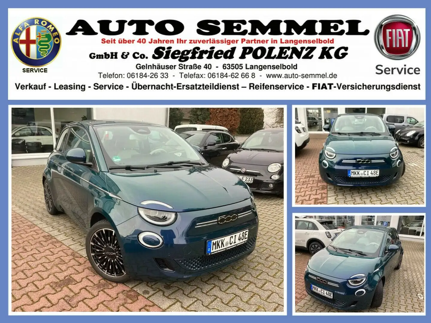 Fiat 500e La Prima by Bocelli Winterp. Allw. Grün - 1