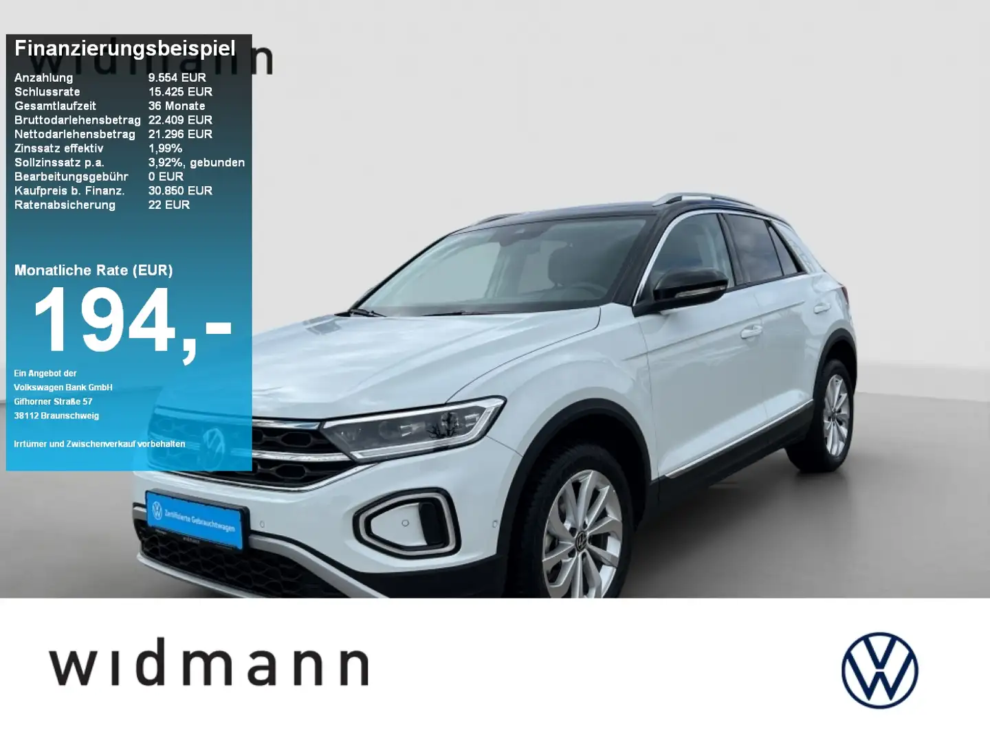 Volkswagen T-Roc Style 1.5 TSI 150 PS DSG AHK NAVI ACC LED Blanc - 1