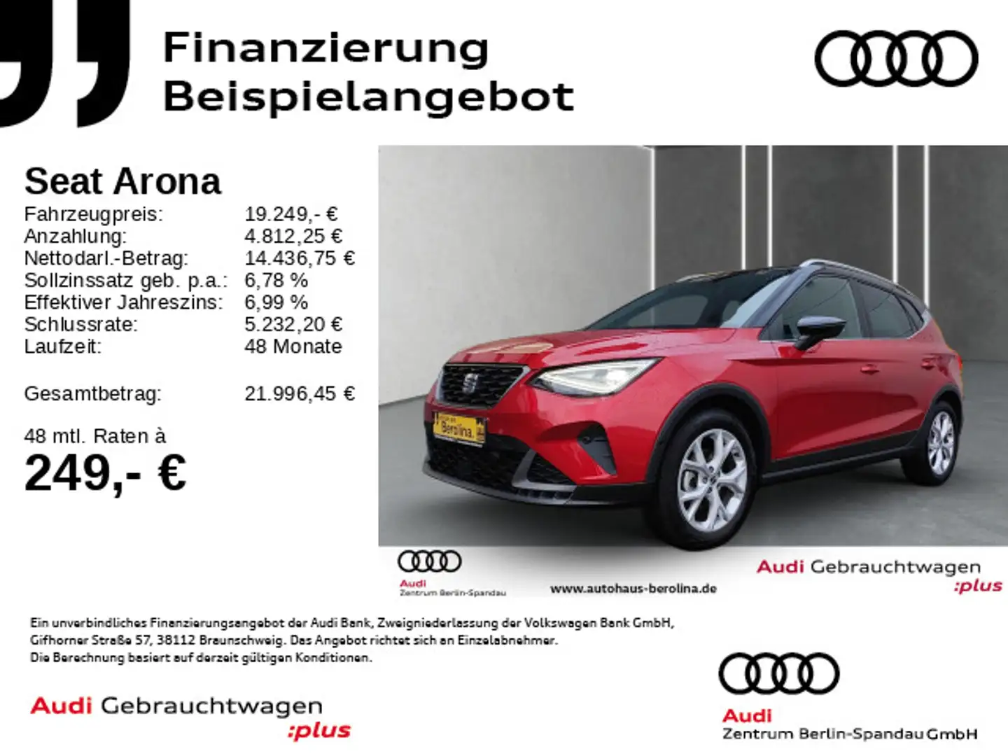 SEAT Arona 1.0 TSI FR *NAV*Vision+*LED*GRA*SHZ* Rot - 1