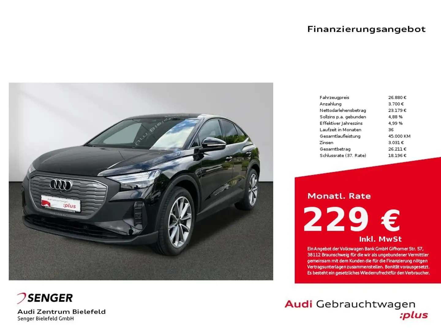 Audi Q4 e-tron Sportback 35 MMI Matrix-LED Kamera Zwart - 1
