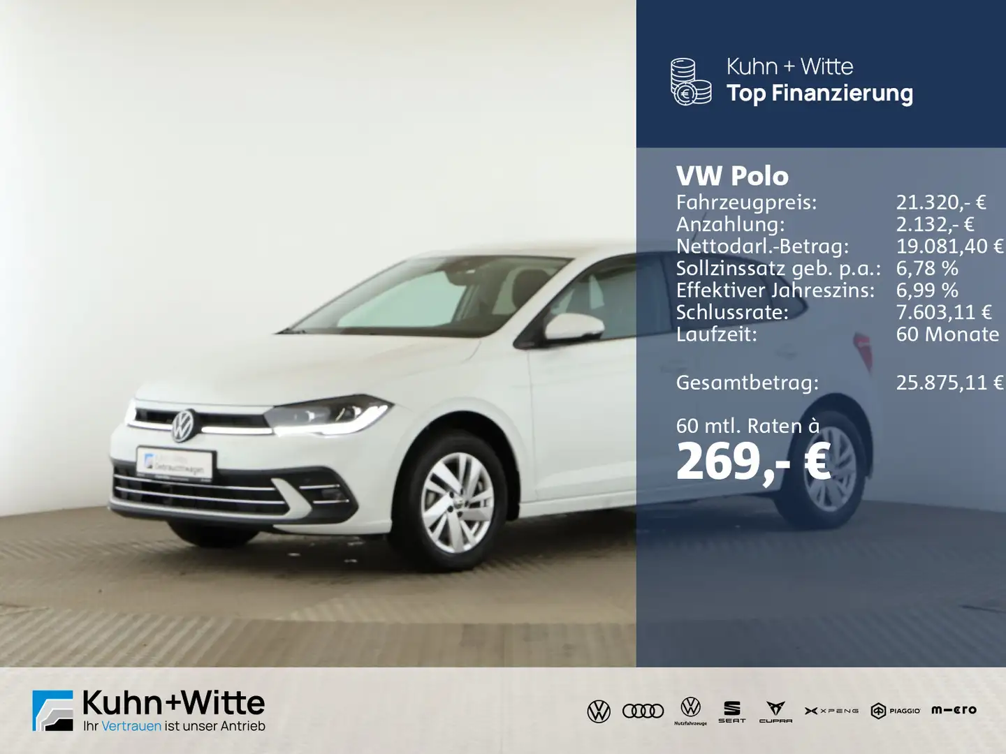 Volkswagen Polo 1.0 TSI Style *Matrix*RFK*SHZ*AppleCar* Weiß - 1