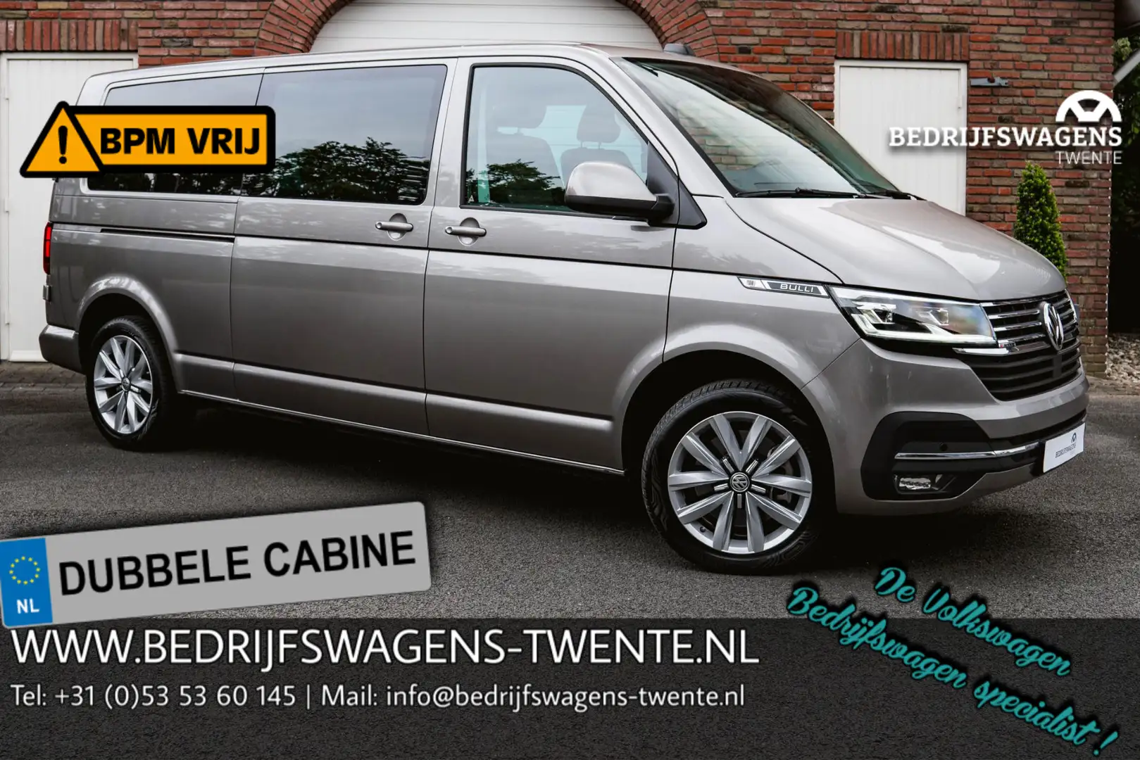 Volkswagen T6.1 Transporter 2.0 TDI 204PK 4-Motion L2H1 Dub/Cab LED NAVI Beige - 1