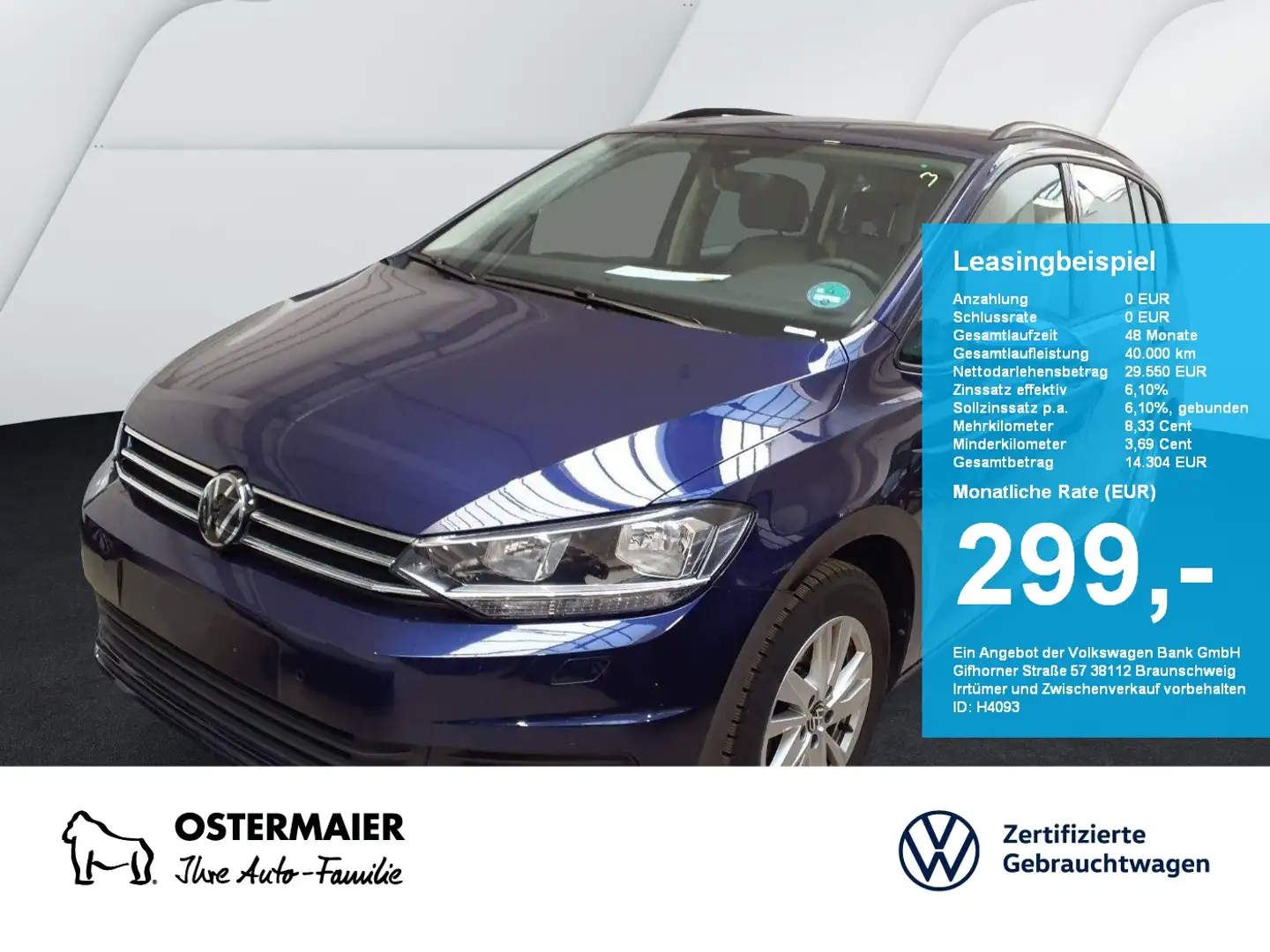 Volkswagen Touran CL 1.5TSI 150PS 7-SITZE ACC.NAVI+VC.2xPDC.APP-C.SH Blau - 1