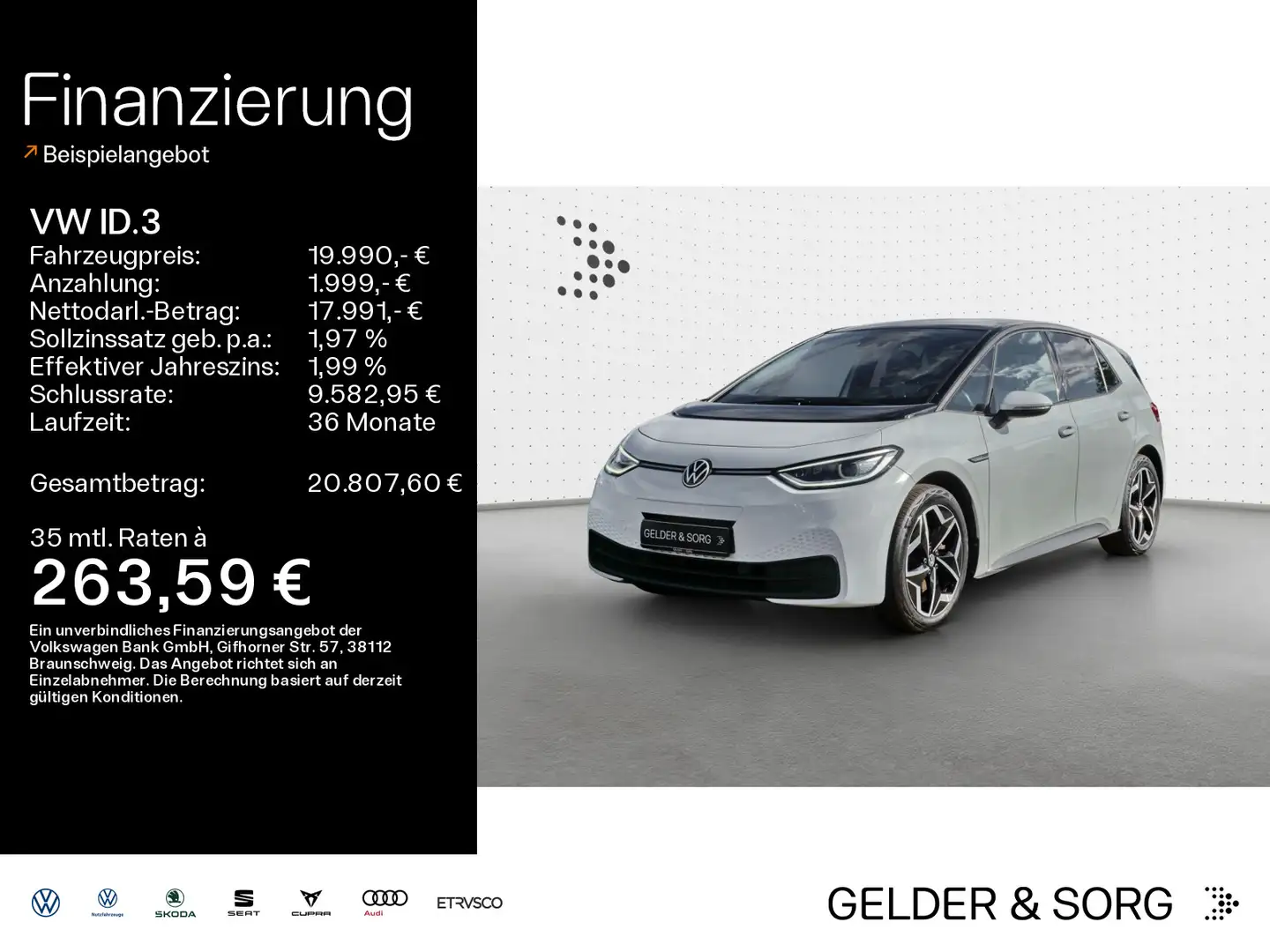 Volkswagen ID.3 Pro Performance Business RFK*Navi*DAB+*ACC Weiß - 1