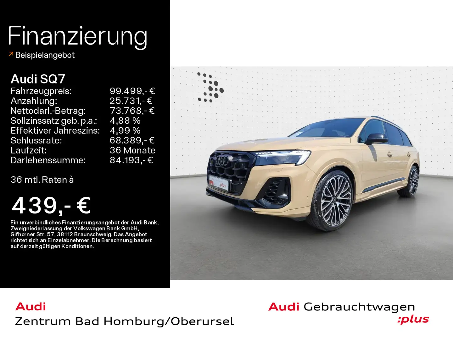 Audi SQ7 SUV TFSI quattro*Navi*Matrix*Alu*AHK*HUD*B&O Auriu - 1
