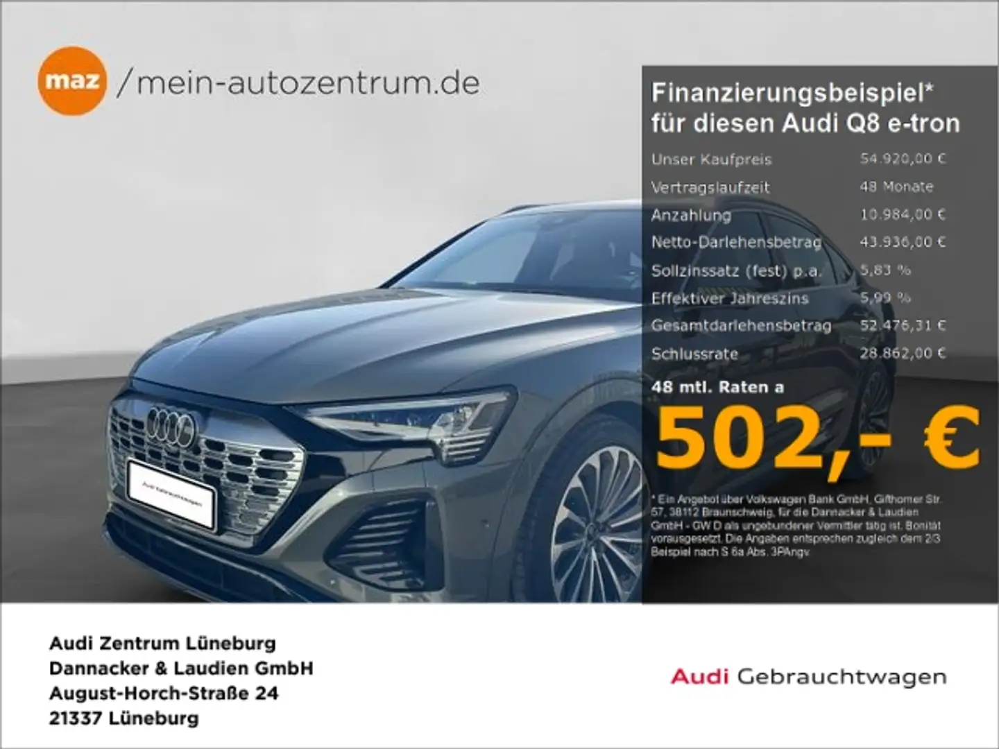 Audi Q8 e-tron Sportback 55 quattro S line Alu Matrix Gris - 1