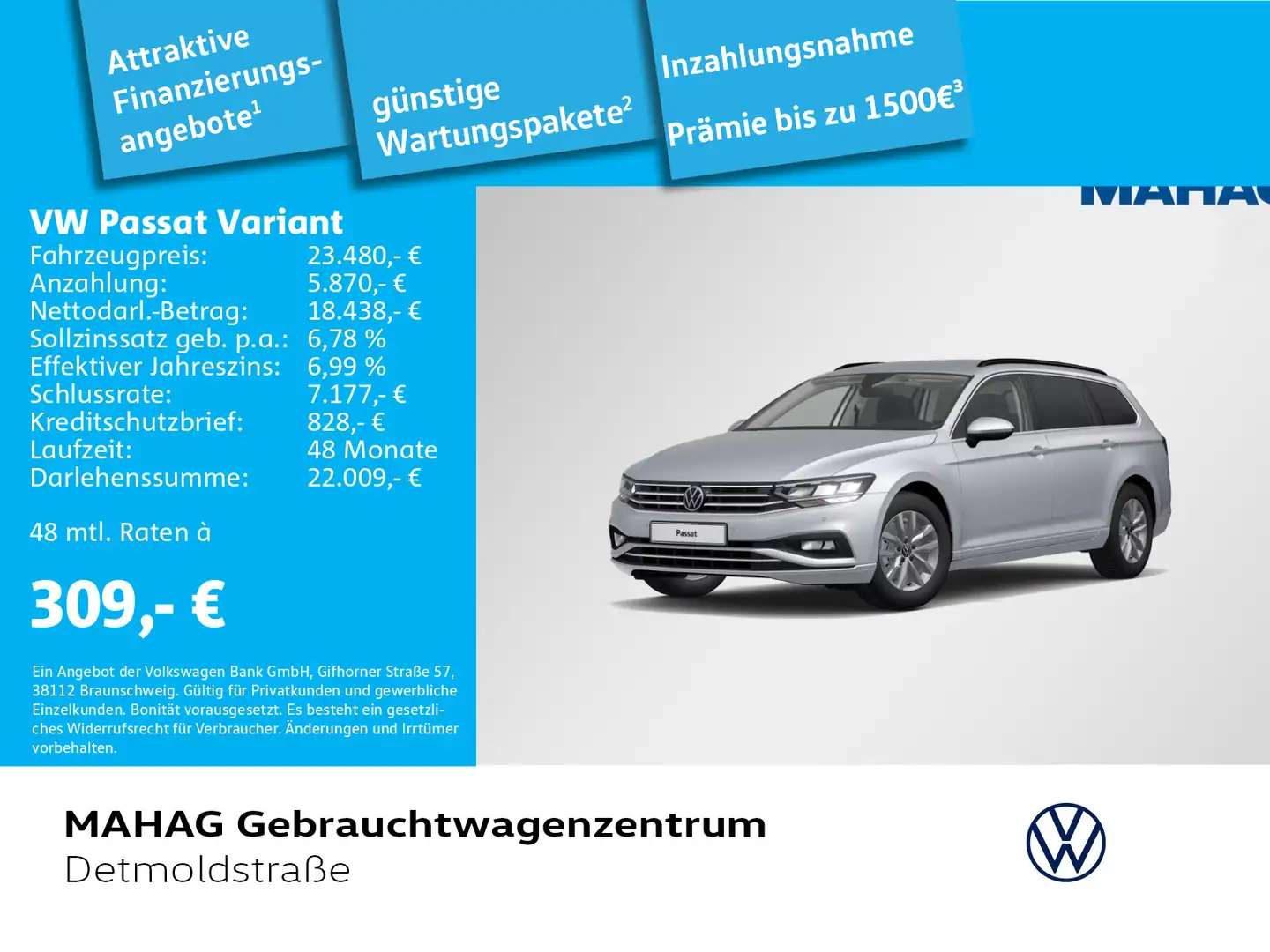 Volkswagen Passat Variant 1.5 TSI Business Navi LED Kamera Silber - 1