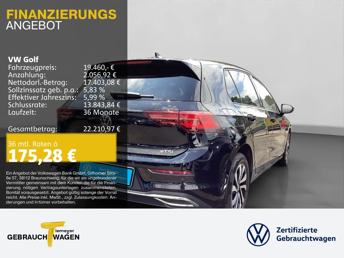 Volkswagen Golf 1.0 eTSI DSG ACTIVE IQ.LIGHT SITZHZ NAVI VI Nero - 1