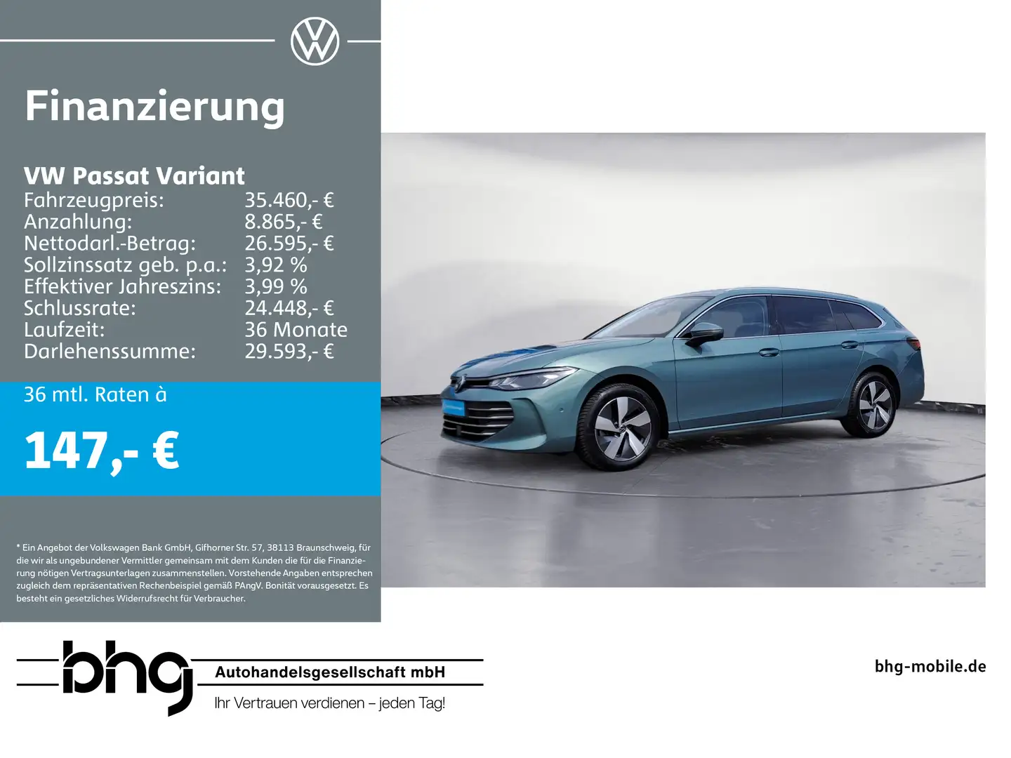 Volkswagen Passat Variant 2.0 TDI SCR DSG Business Grün - 1