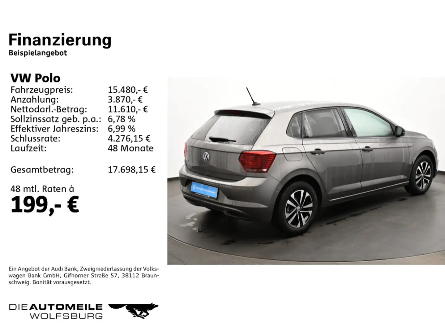 Volkswagen Polo 6 VI 1.0 TSI IQ.DRIVE ACC/Rückkam/Multilenk Grau - 2