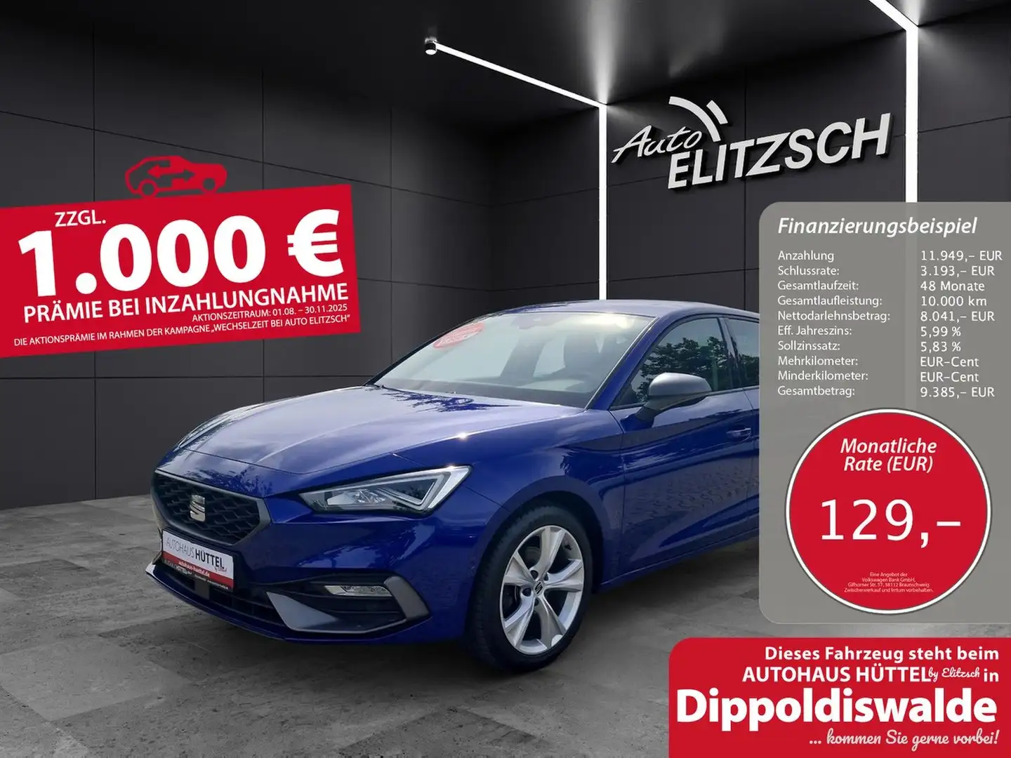 SEAT Leon TSI FR LED Navi ACC Park-Assist SH LM ferti Bleu - 1