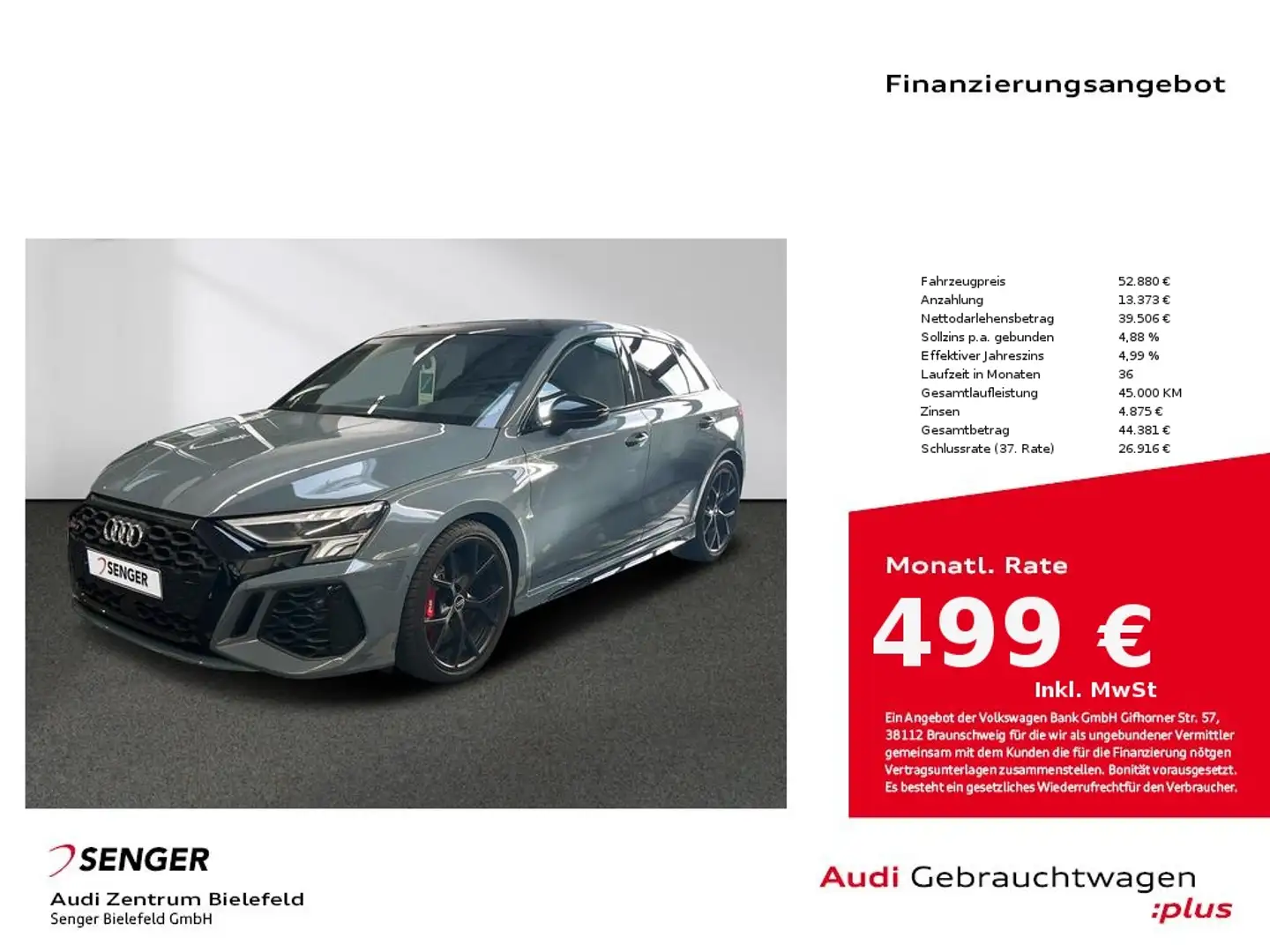 Audi RS3 Sportback 2.5 TFSI quattro MMI LED Panorama Gris - 1