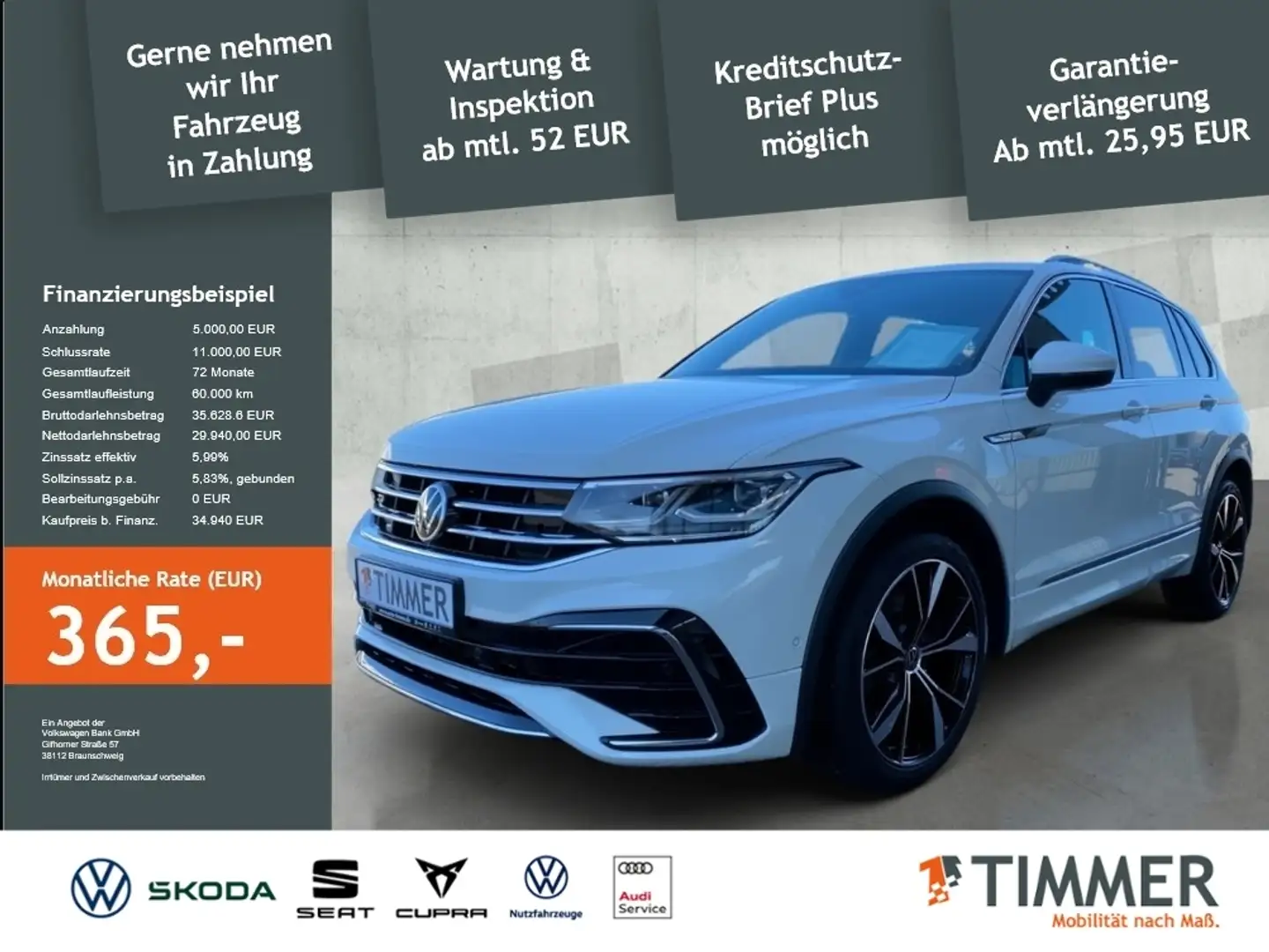 Volkswagen Tiguan 2.0 TDI 200PS DSG 4x4 R-LINE*AHK*MATRIX*DCC*VIRTU Weiß - 1