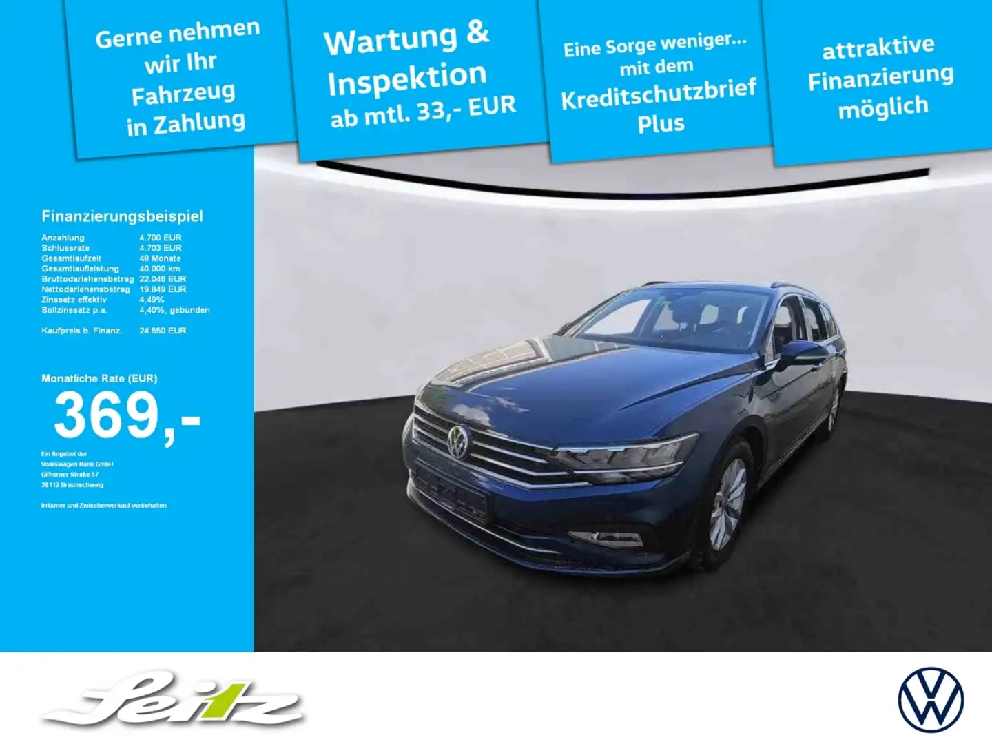 Volkswagen Passat Variant 2.0 TDI DSG Business *AHK*KAMERA*NAVI* Blau - 1