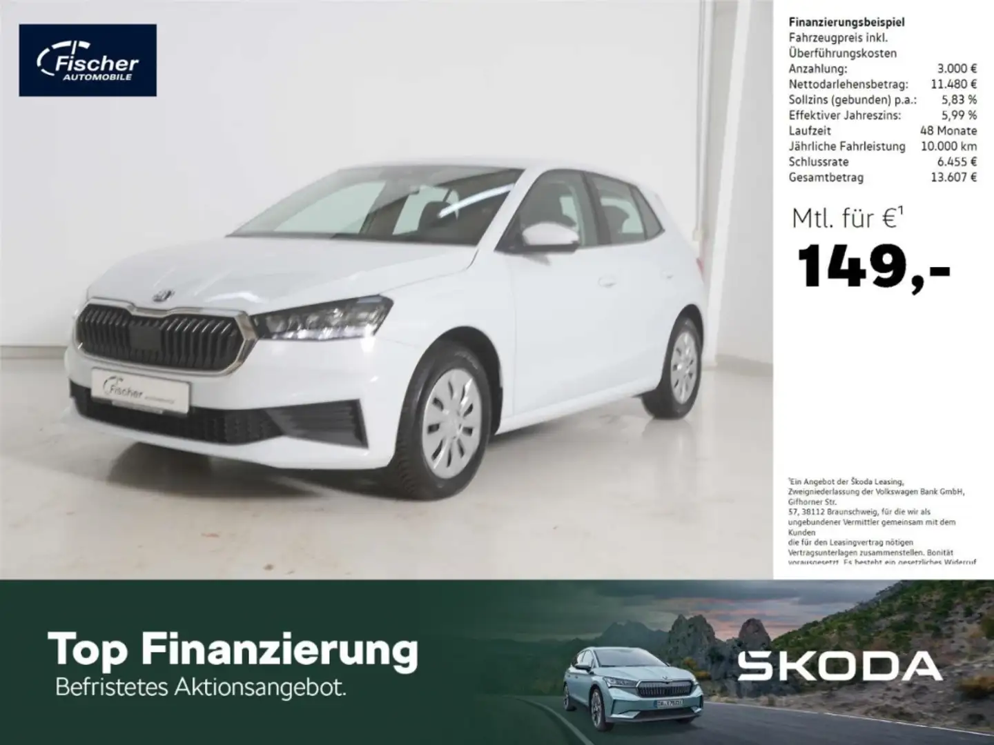 Skoda Fabia 1.0 MPI Active 5-Gg. LED/SmartLink/PDC Weiß - 1