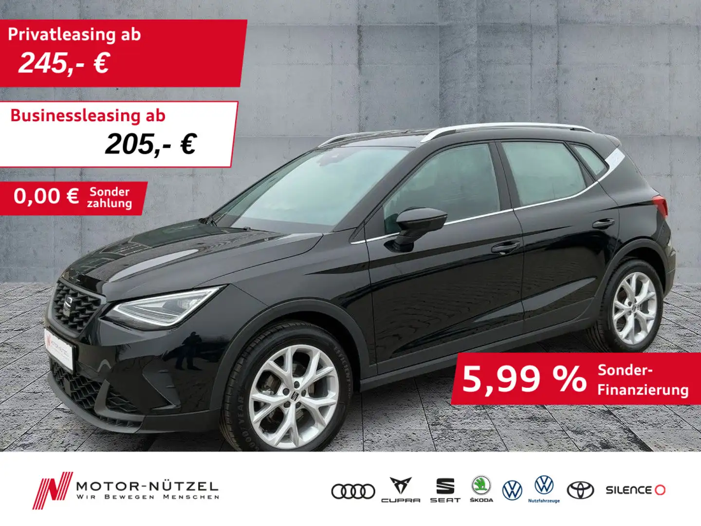 SEAT Arona 1.0 TSI FR-LINE LED+NAV+APP+GRA+SHZ+PDC+VC Schwarz - 1