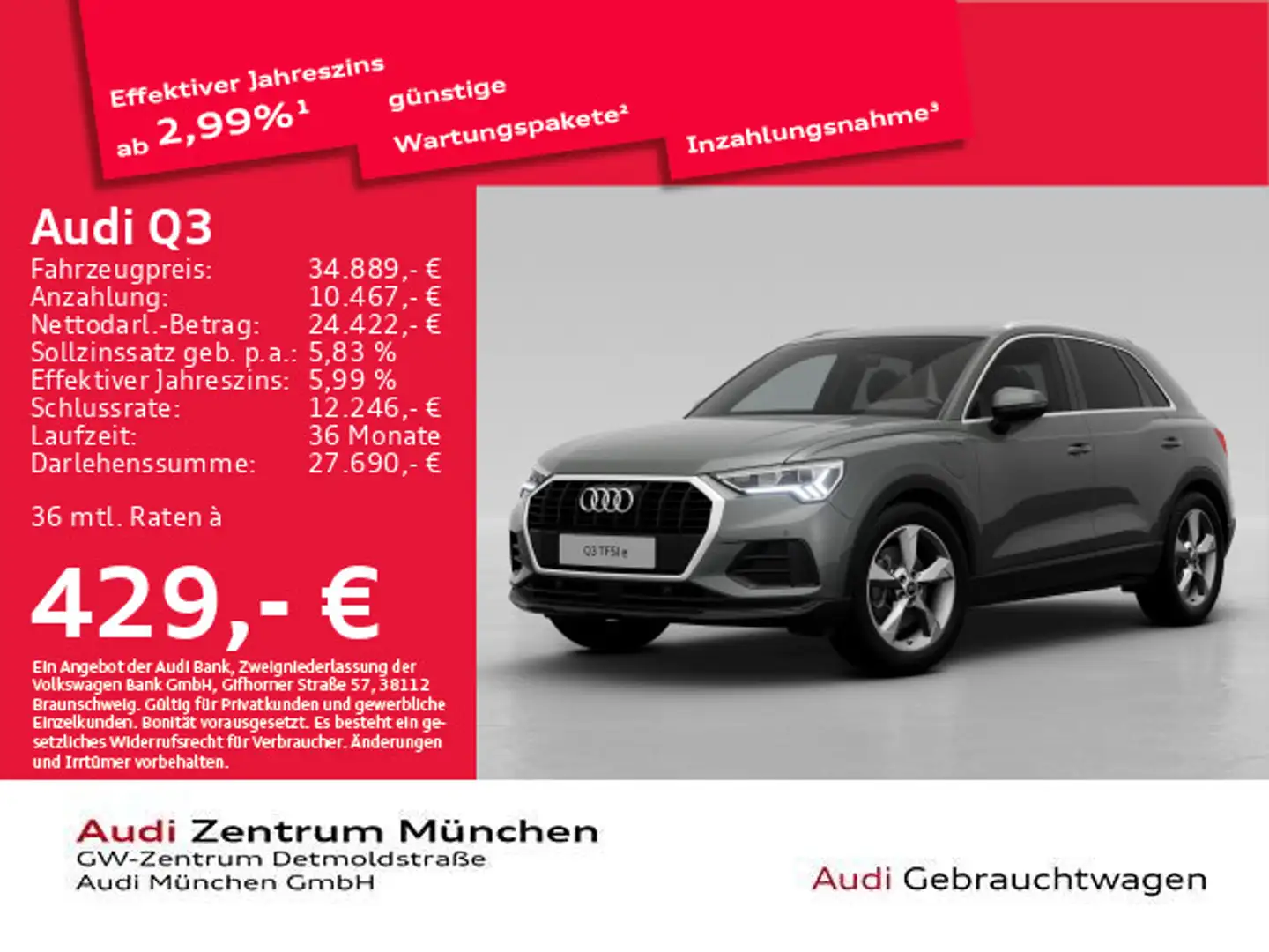 Audi Q3 45 TFSI e S tronic S line AHK/Navi+/Kamera Grau - 1