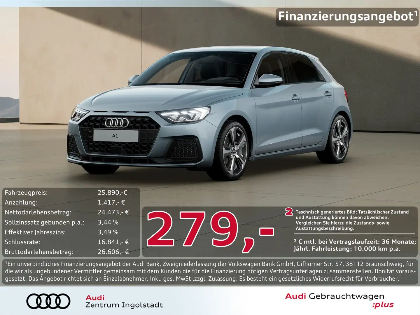 Audi A1 Sportback 25 TFSI NAVI+ LED 17" ACC Advanced Gris - 1