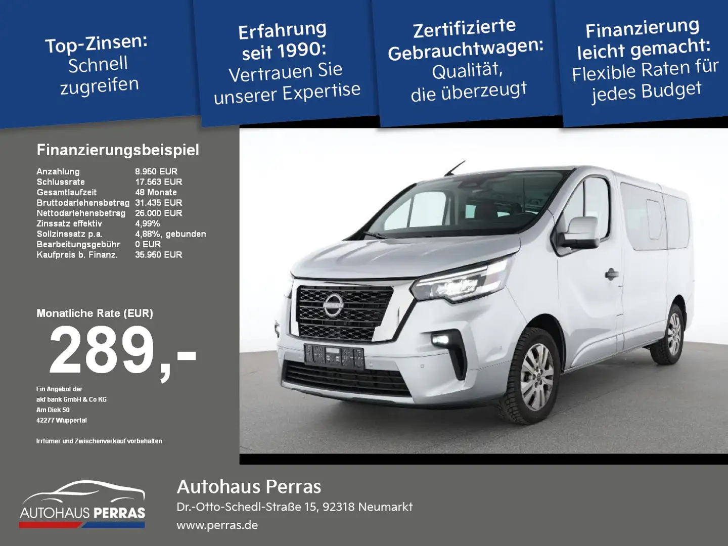 Nissan Primastar Kombi dCI 150 L1H1 2.8t Tekna 8 Sitze ACC+LED Grau - 1