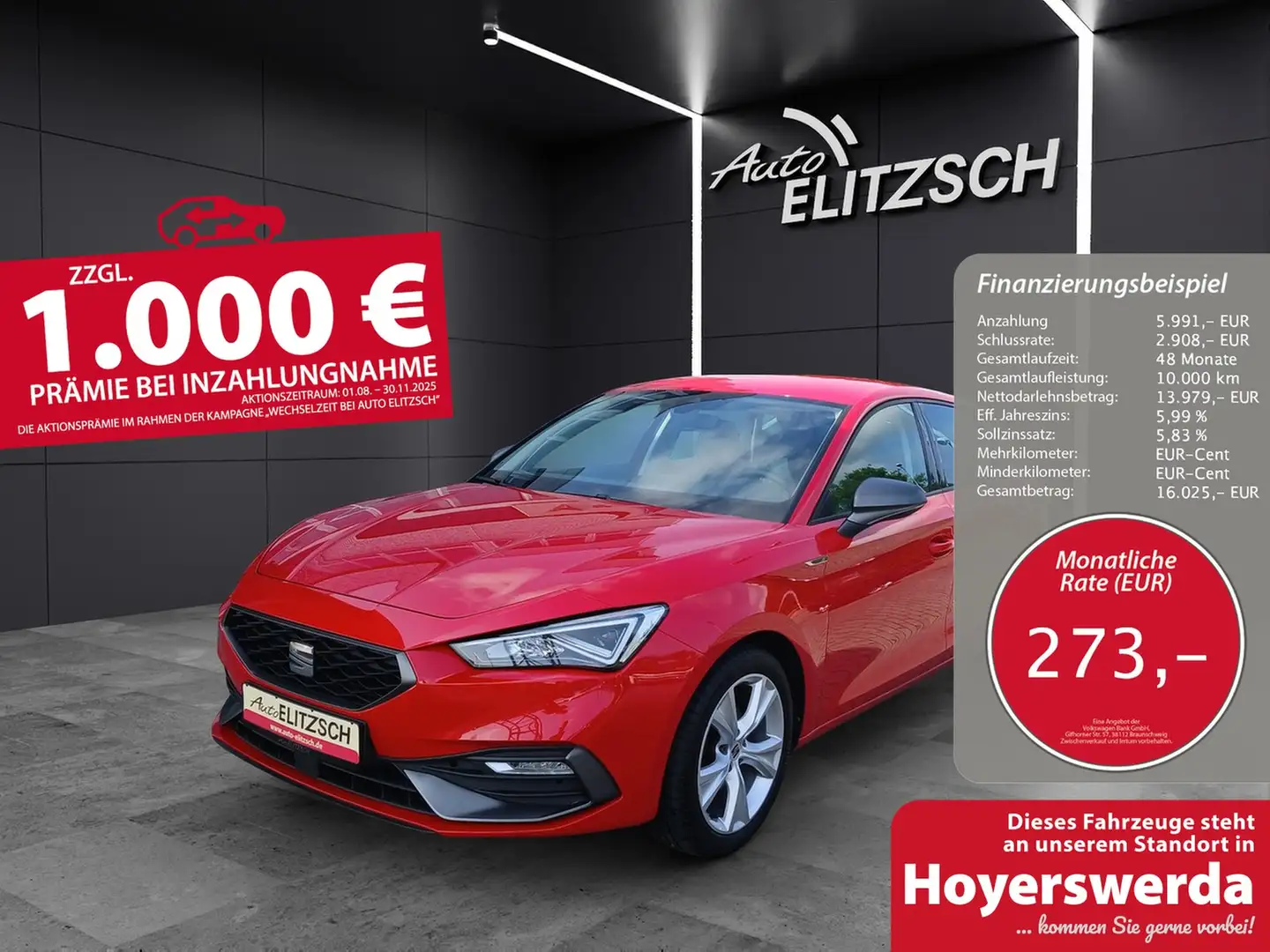 SEAT Leon TSI FR-Line LED NAVI AHK RFK GRA Rot - 1