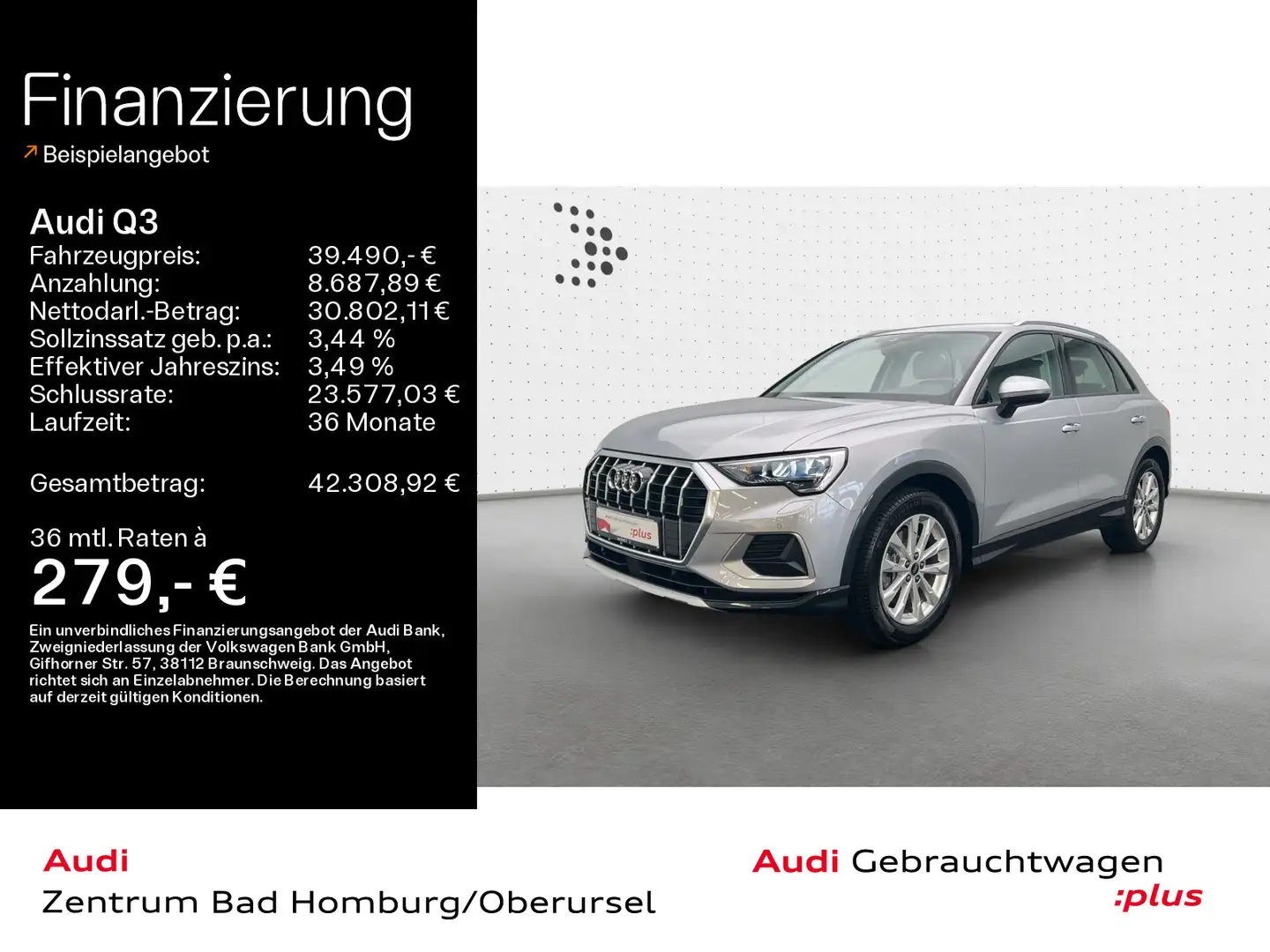 Audi Q3 advanced 40 TFSI quattro*Navi*Alu*PDC*Virtual Silber - 1