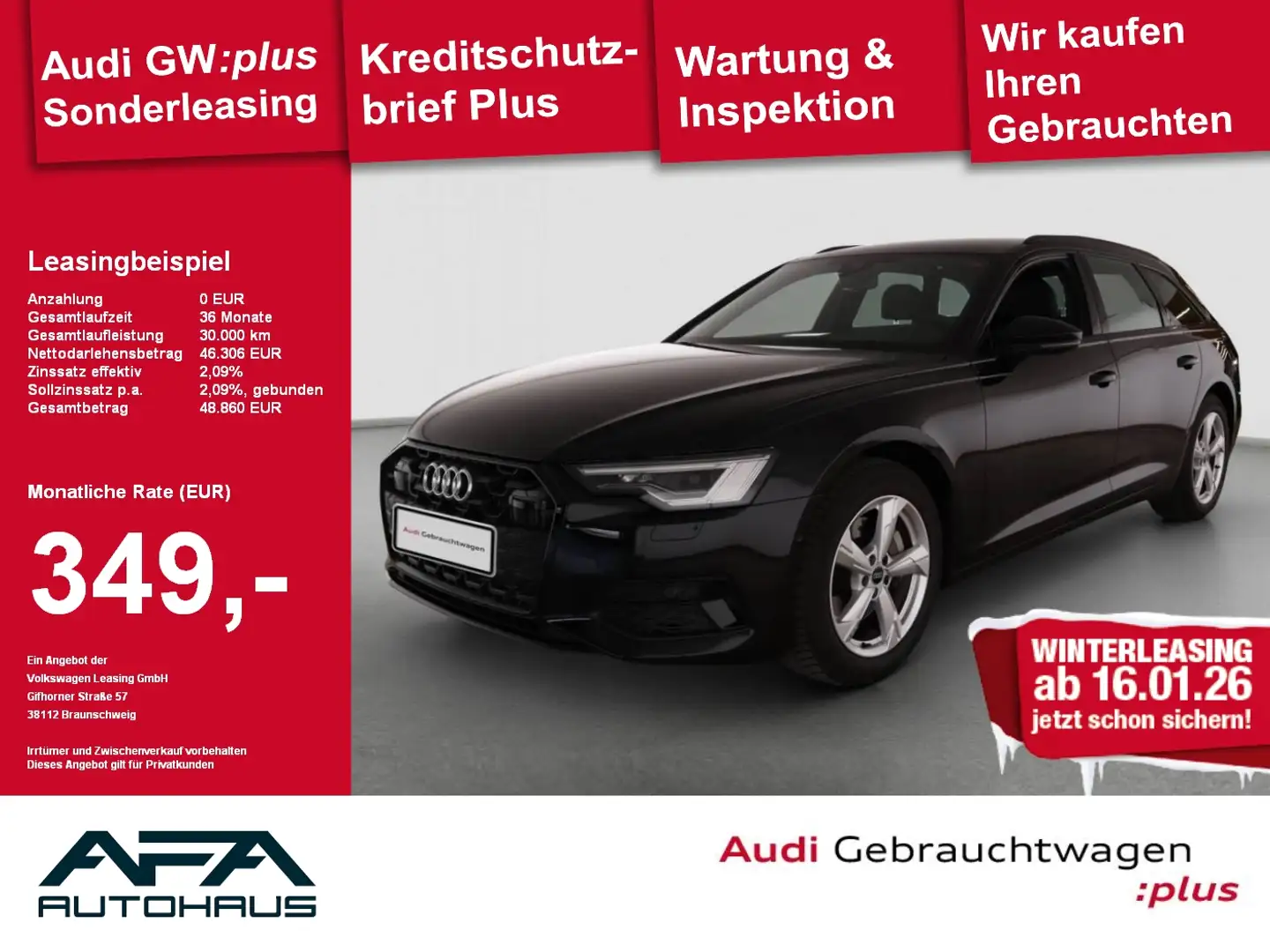 Audi A6 Avant 45 TFSI S tronic AHK*RFK*Matrix*Leder Schwarz - 1