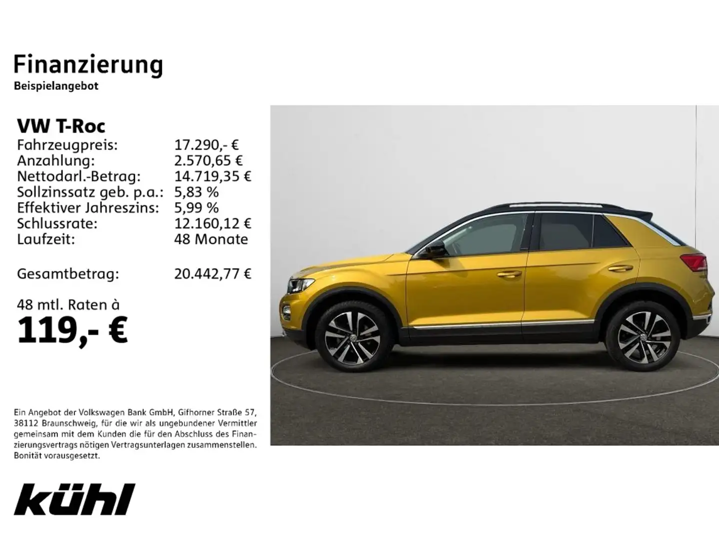 Volkswagen T-Roc 1.0 TSI IQ.DRIVE Navi,Active Info,Kamera Gelb - 2