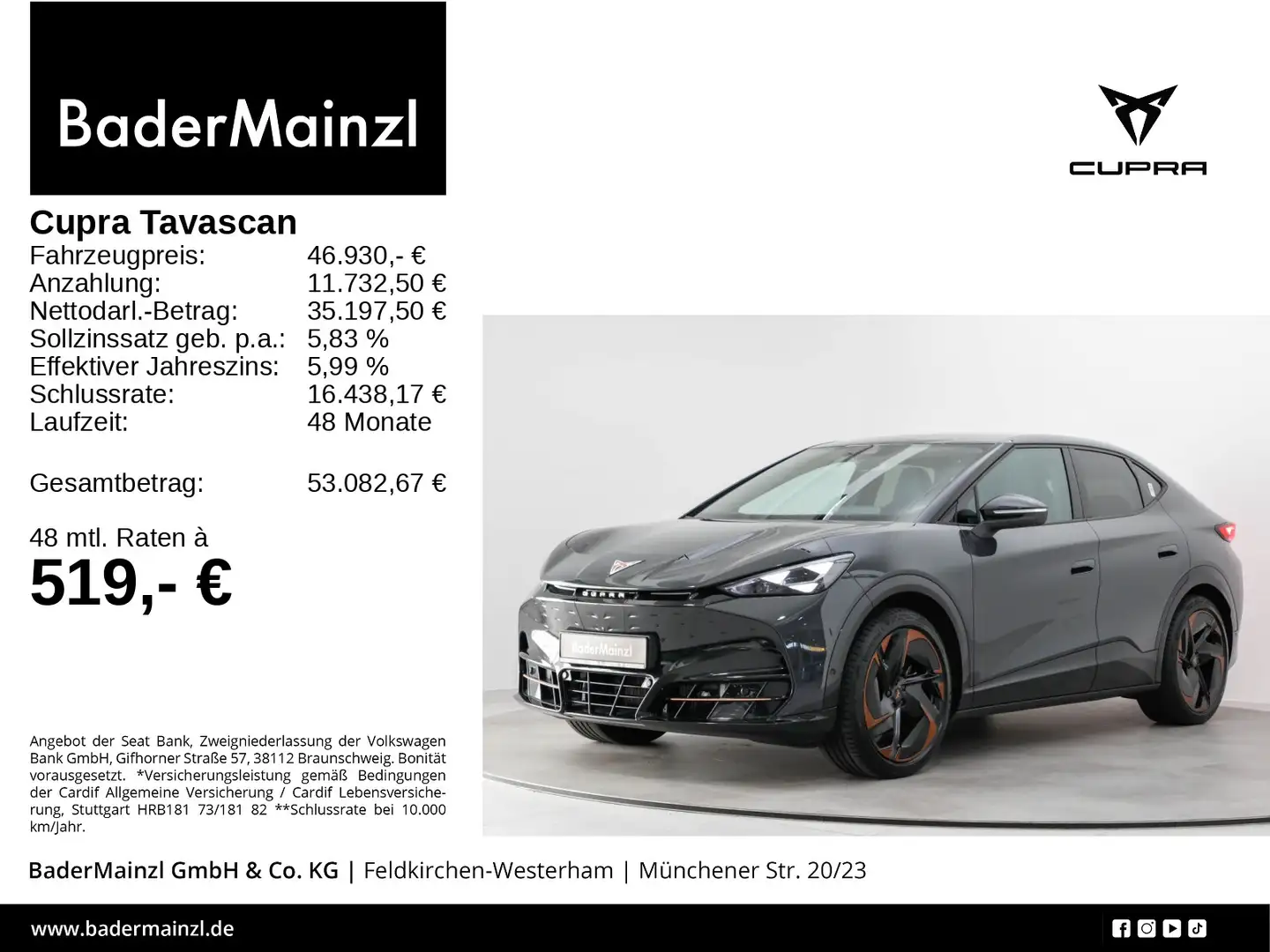 CUPRA Tavascan 250kW VZ Pano HUD SHZ 360° ACC Matrix Grau - 1