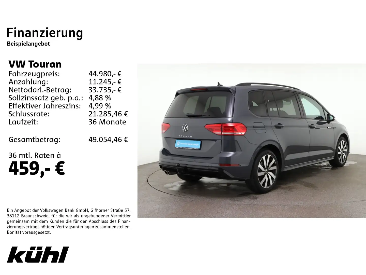 Volkswagen Touran 2.0 TDI DSG Highline LED/ACC/Kamera/App/N Grau - 2