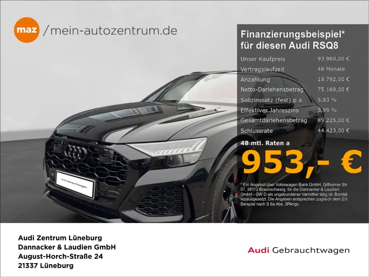 Audi RS Q8 4.0 TFSI quattro Alu Matrix-LED AHK Head-Up Kamera Schwarz - 1