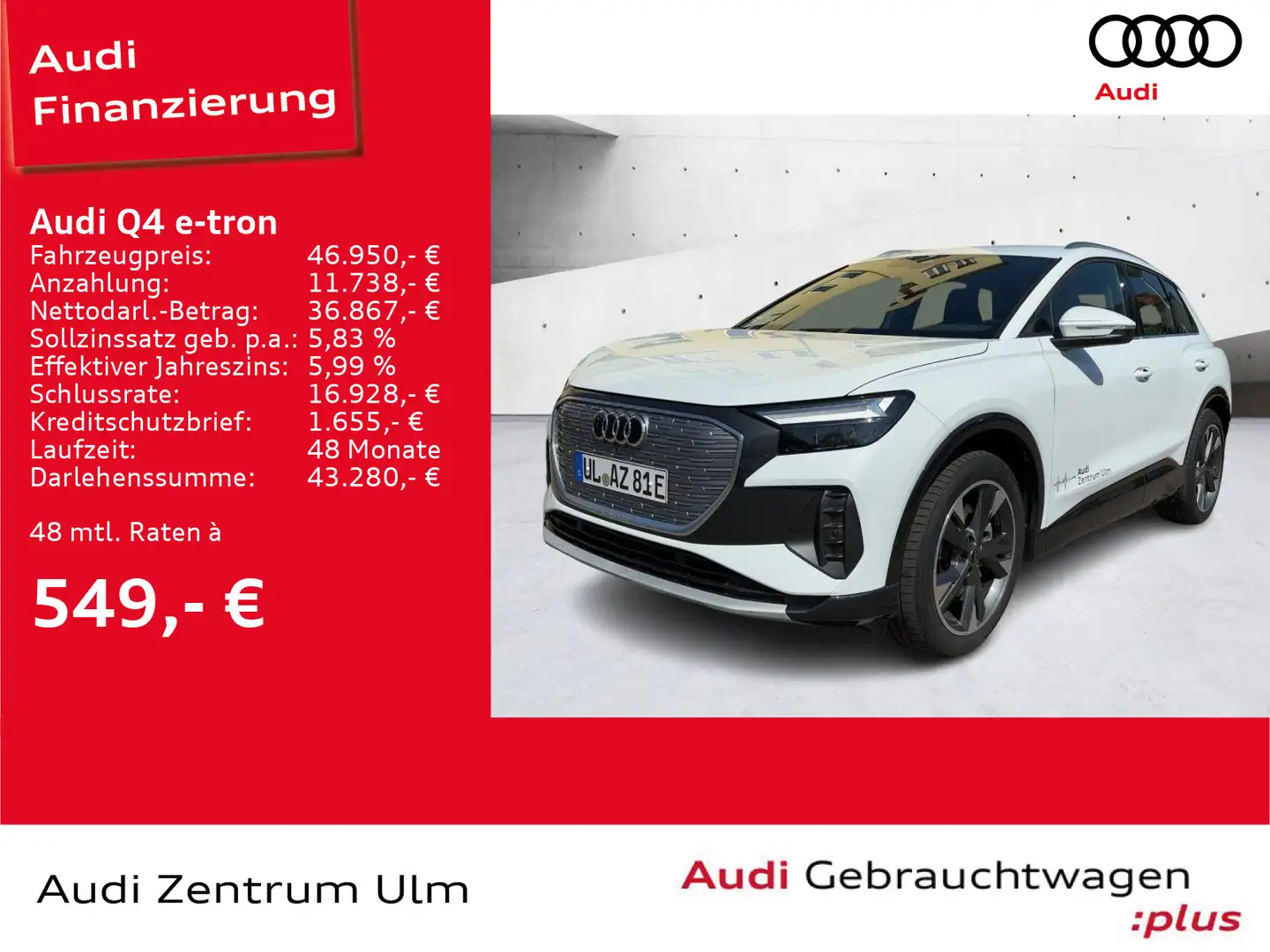 Audi Q4 e-tron 55 quattro 20 AHK NAVI KEYLESS RFK SHZ Weiß - 1