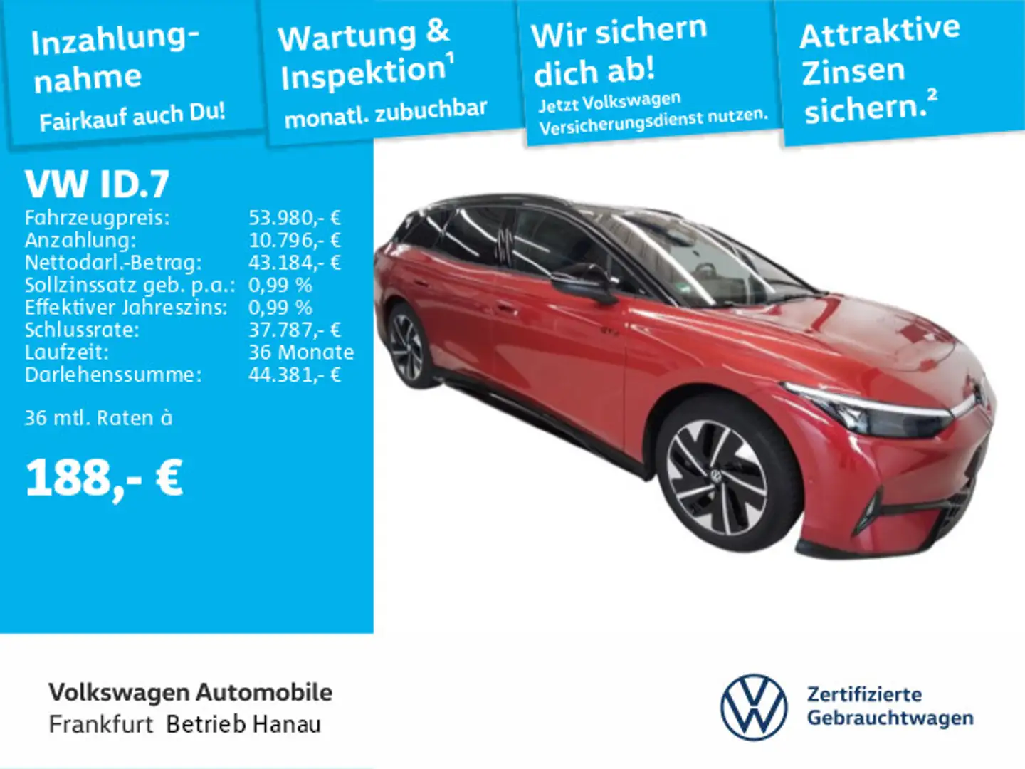 Volkswagen ID.7 Tourer GTX Navi AHK Panoramadach Sprachassi Rot - 1