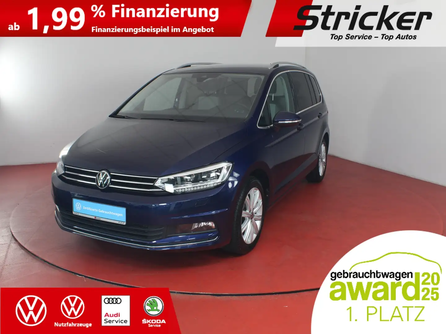 Volkswagen Touran Highline 2.0TDI DSG 298,-ohne Anzahlung AHK 7-Sit Blau - 2