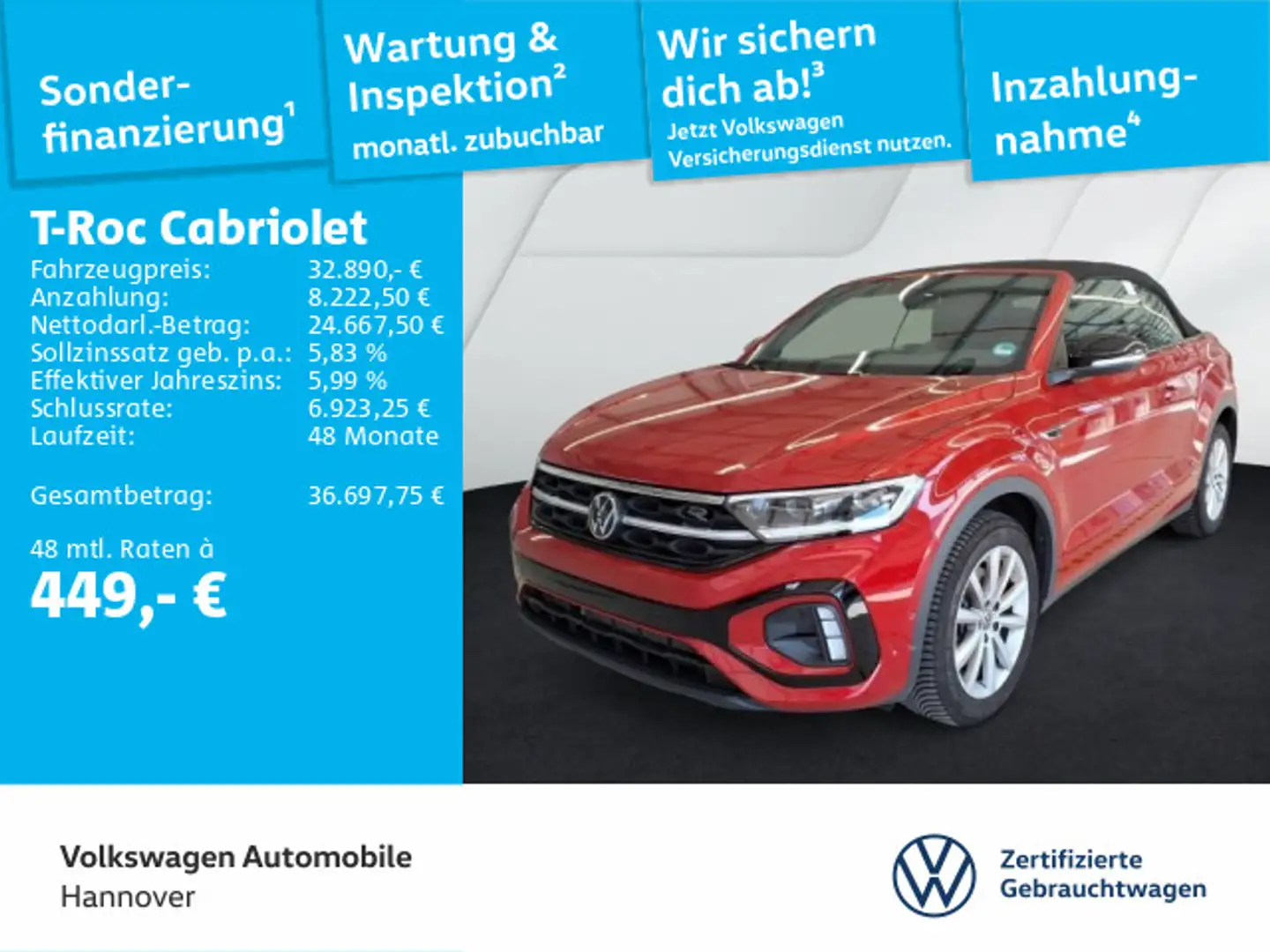 Volkswagen T-Roc 1.5 TSI DSG R-Line Navi 19LM ACC Rot - 1