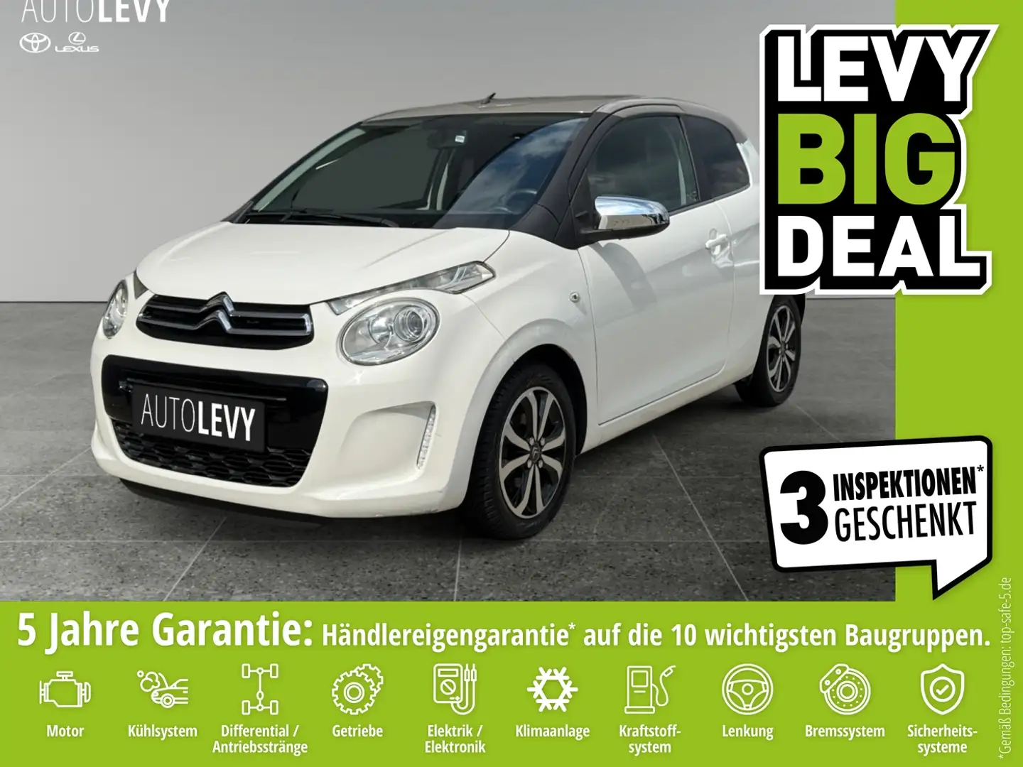 Citroen C1 1.2 VTi Shine Leder*Tempomat*Klimaauto. Weiß - 1