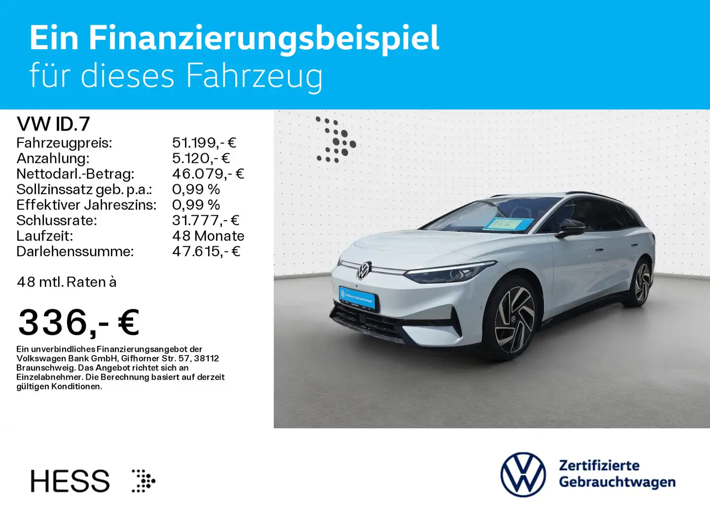 Volkswagen ID.7 TOURER PRO*IQ.LIGHT*AHK*DIGITAL*NAVI*KAMERA Weiß - 2