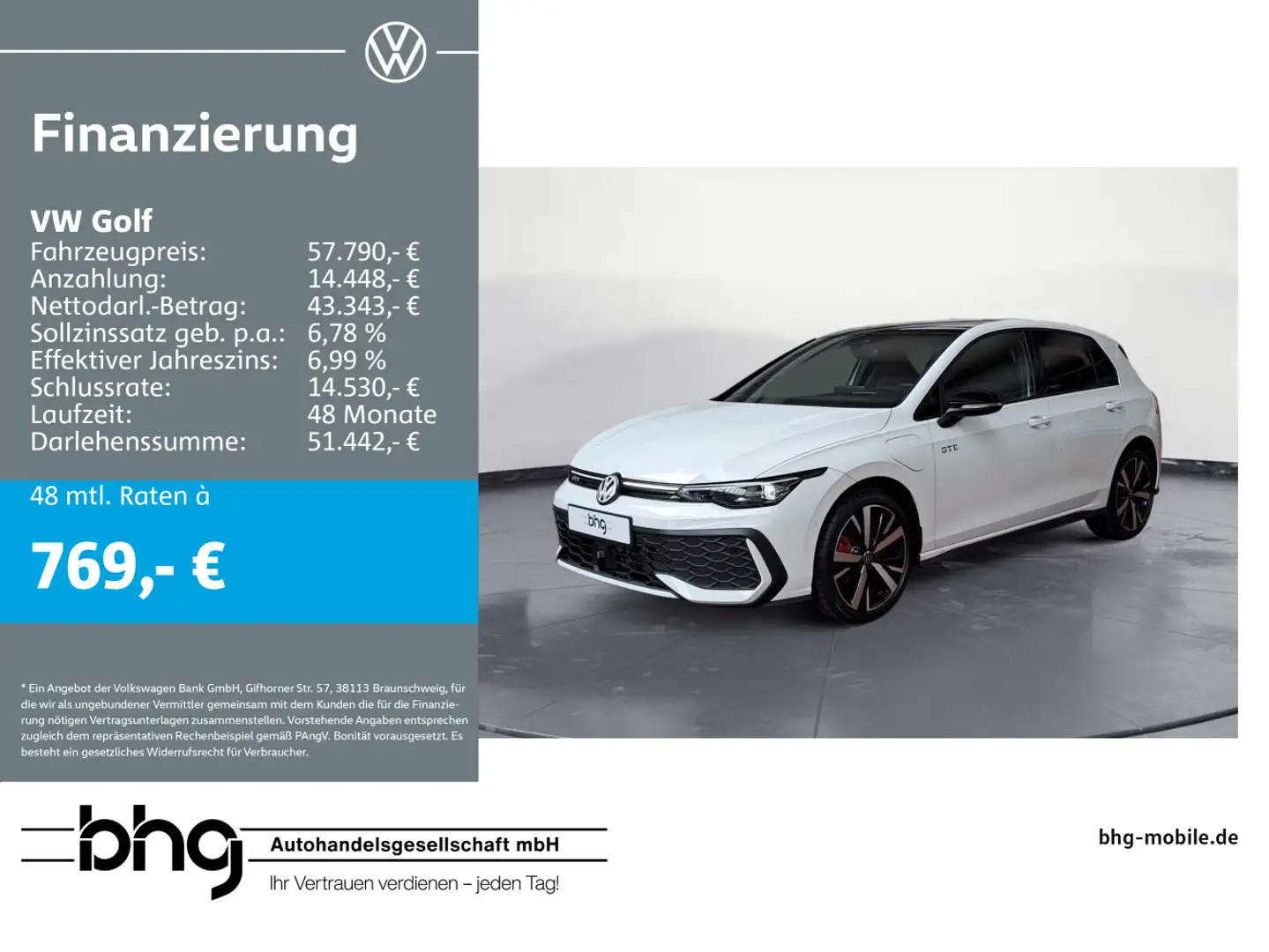 Volkswagen Golf GTE GTE 1,5 l eHybrid OPF  (177 P S) /   6-Gang Weiß - 1