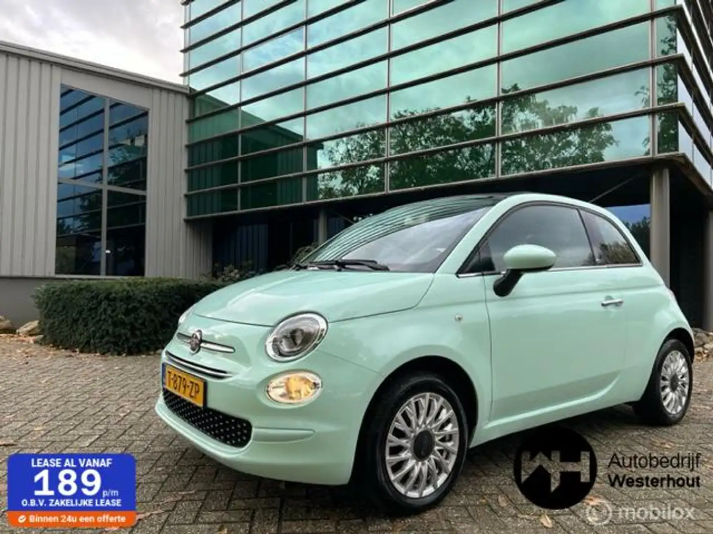 Fiat 500 1.2 Lounge Cabrio Airco Nieuwe model Groen - 1