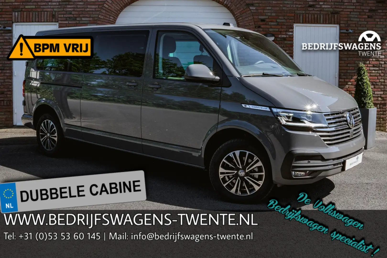 Volkswagen T6.1 Transporter 2.0 TDI L2H1 150 PK DUB/CAB Caravelle T6.1 150 PK Grijs - 1