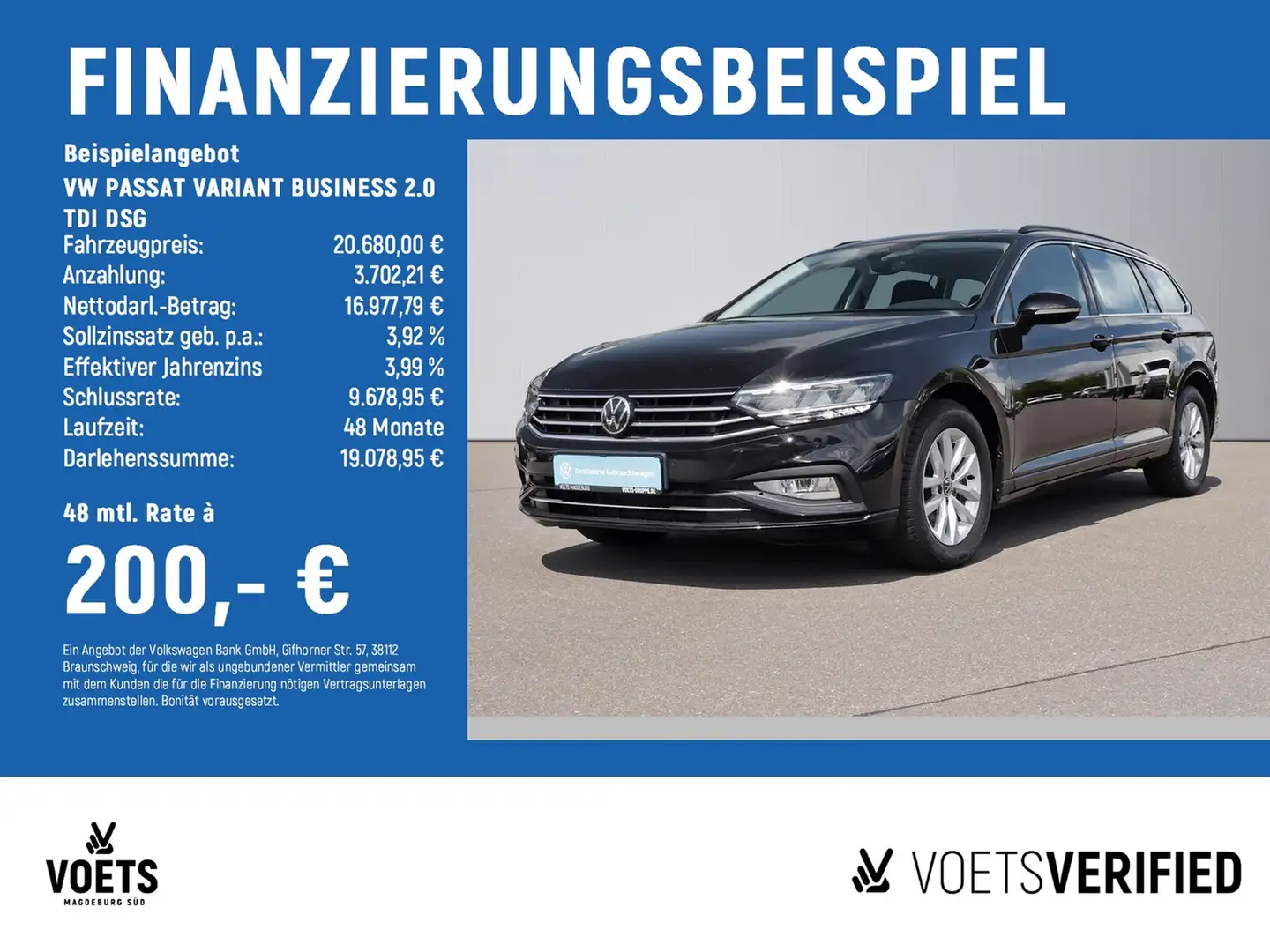 Volkswagen Passat Variant BUSINESS 2.0 TDI DSG LED+NAVI+ACC Schwarz - 2