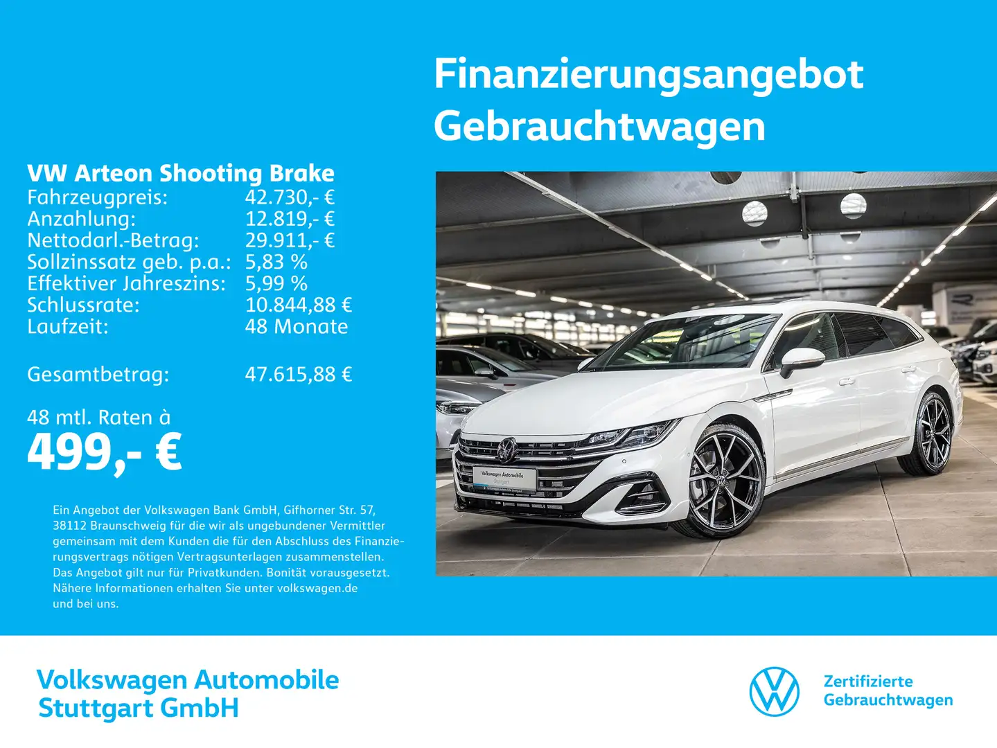 Volkswagen Arteon 2.0 TSI R-Line DSG Navi Weiß - 1