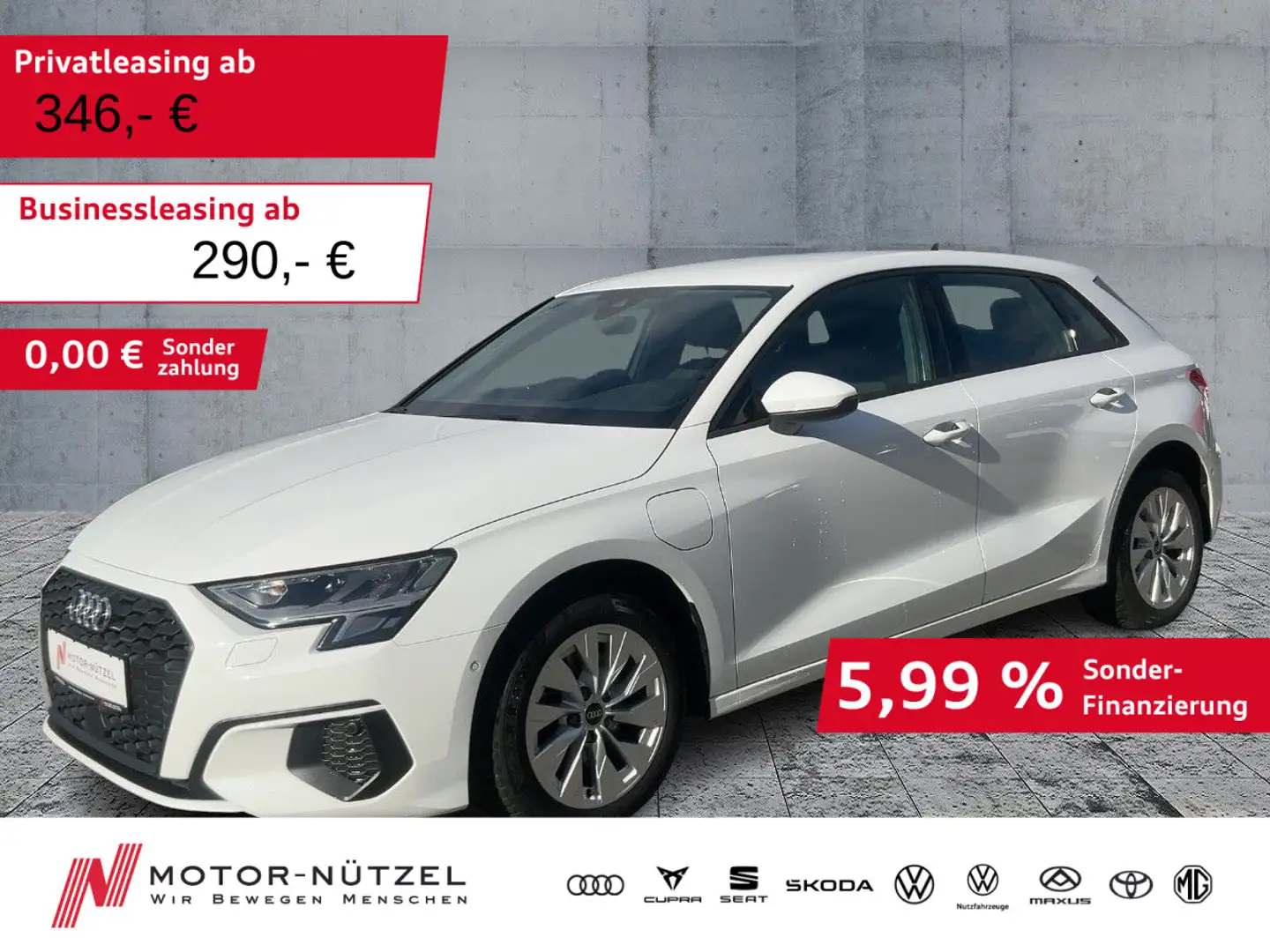 Audi A3 40 TFSI e S-TR 2xPDC+GRA+DAB+SHZ Weiß - 1