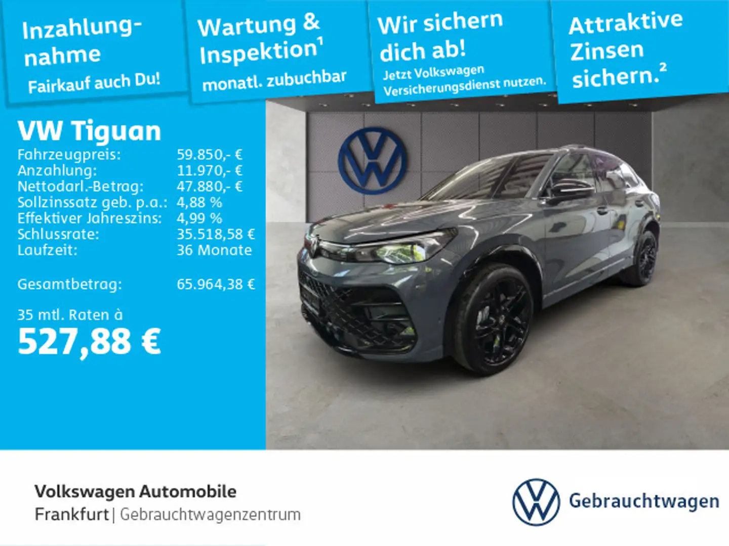 Volkswagen Tiguan 2.0 TDI DSG 4Motion R-Line Navi IQ.Light Grau - 1