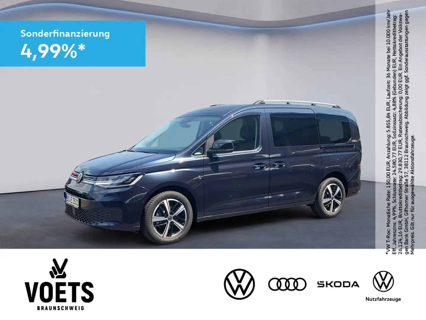 Volkswagen Caddy Maxi Goal 2.0 TDI AHK+LaneAssist+FrontAssist Blau - 1
