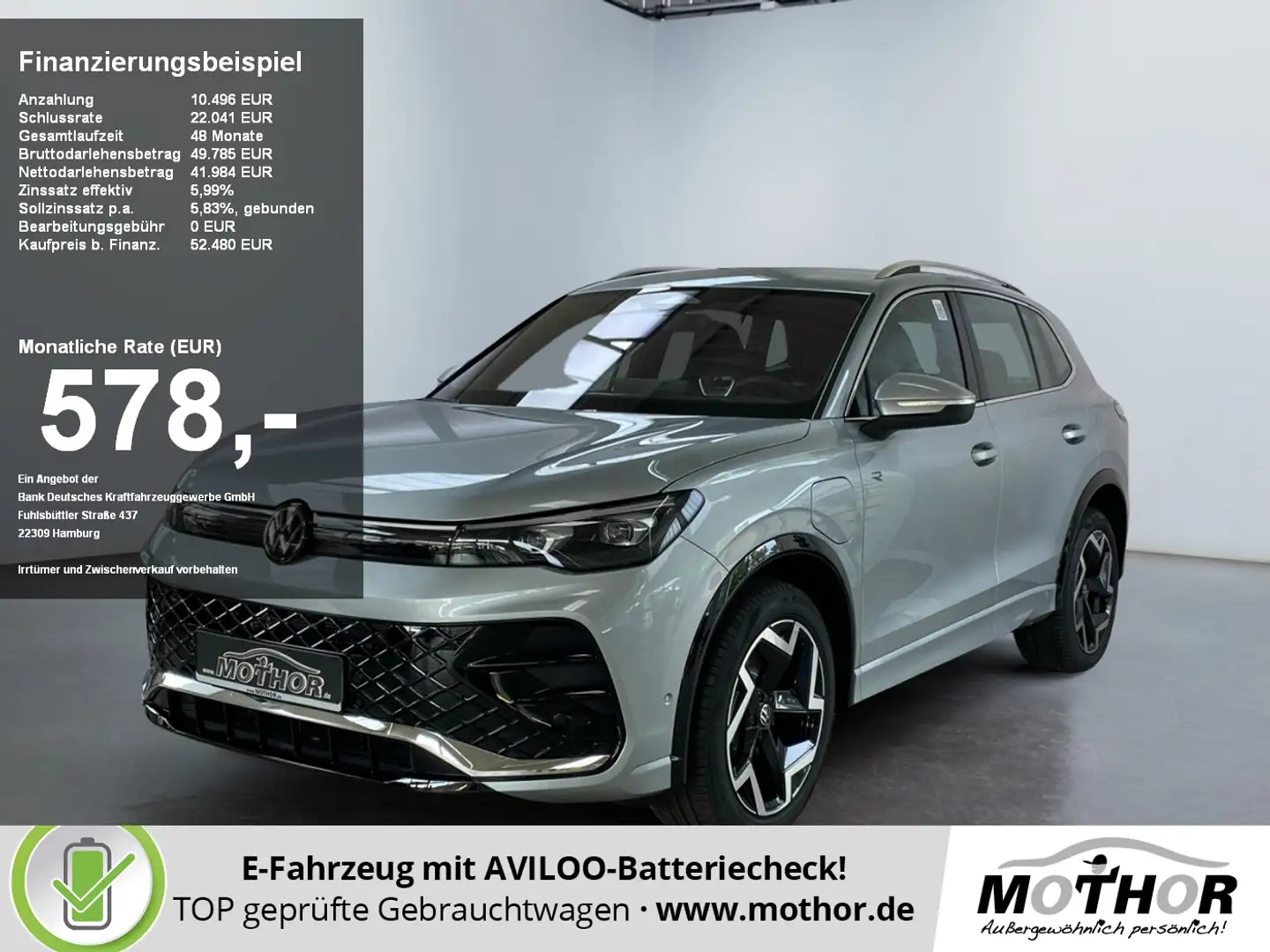 Volkswagen Tiguan R-Line 1.5 TSI eHybrid 150 kW AHK NAVI Srebrny - 1